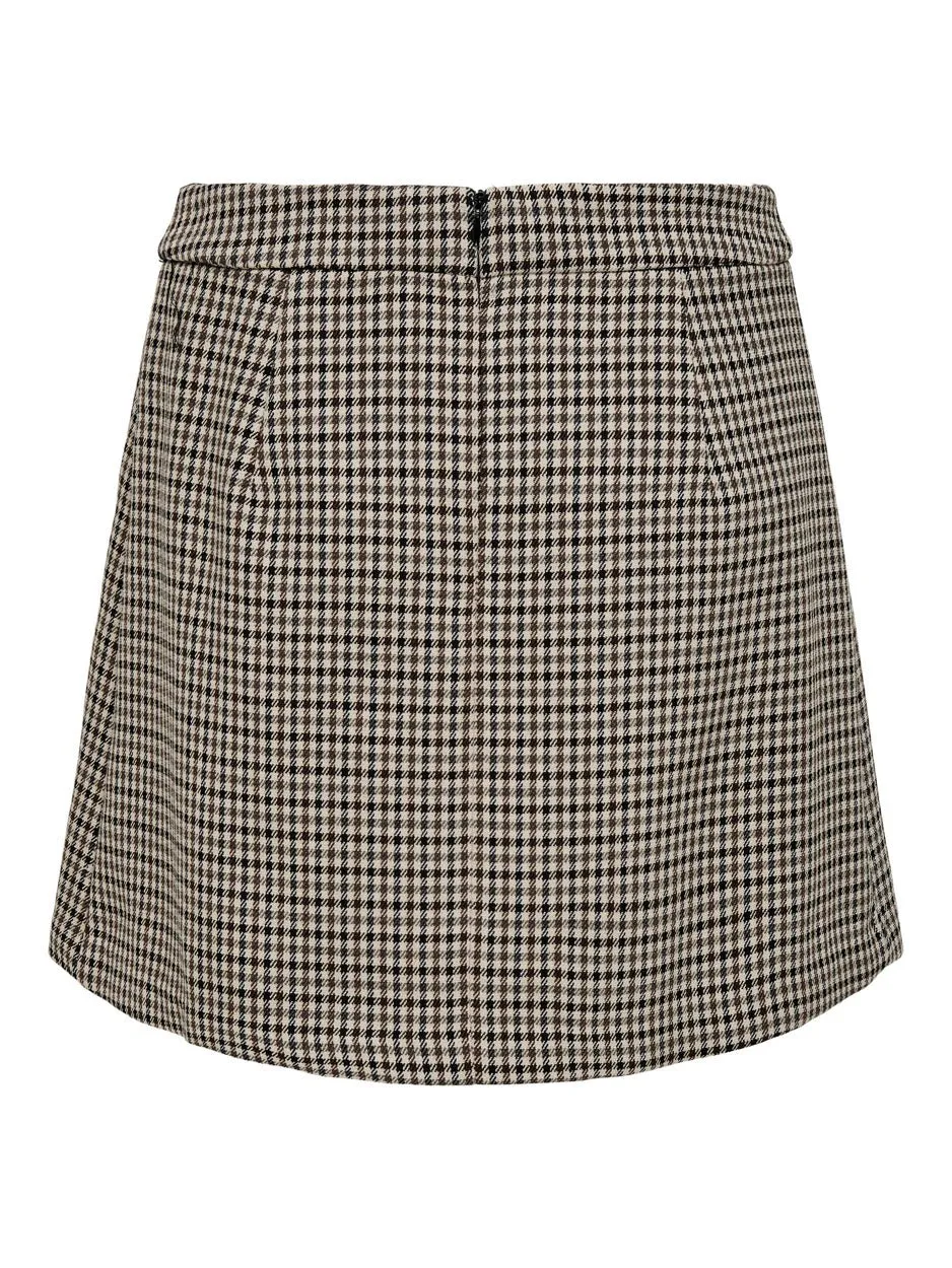 Onllydia Hw Pleat Check Skirt - Bruin Dessin