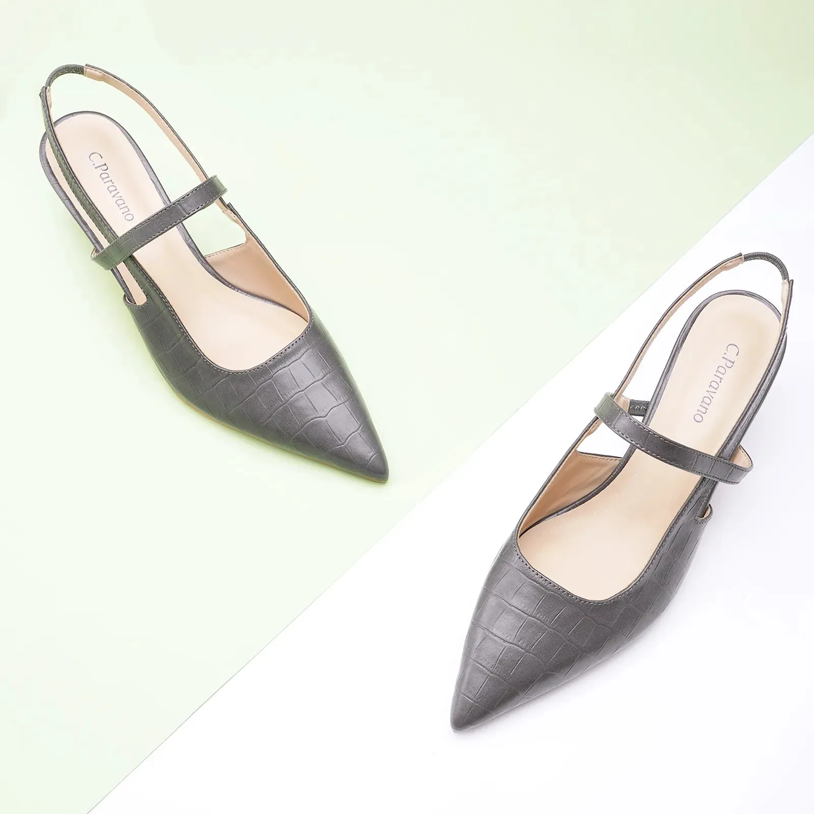 Pointed Toe Print Slingbacks (Helen)