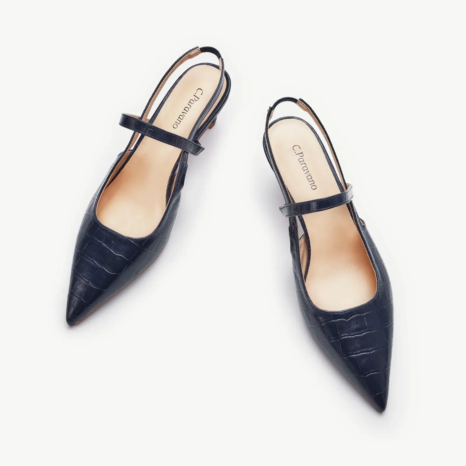 Pointed Toe Print Slingbacks (Helen)