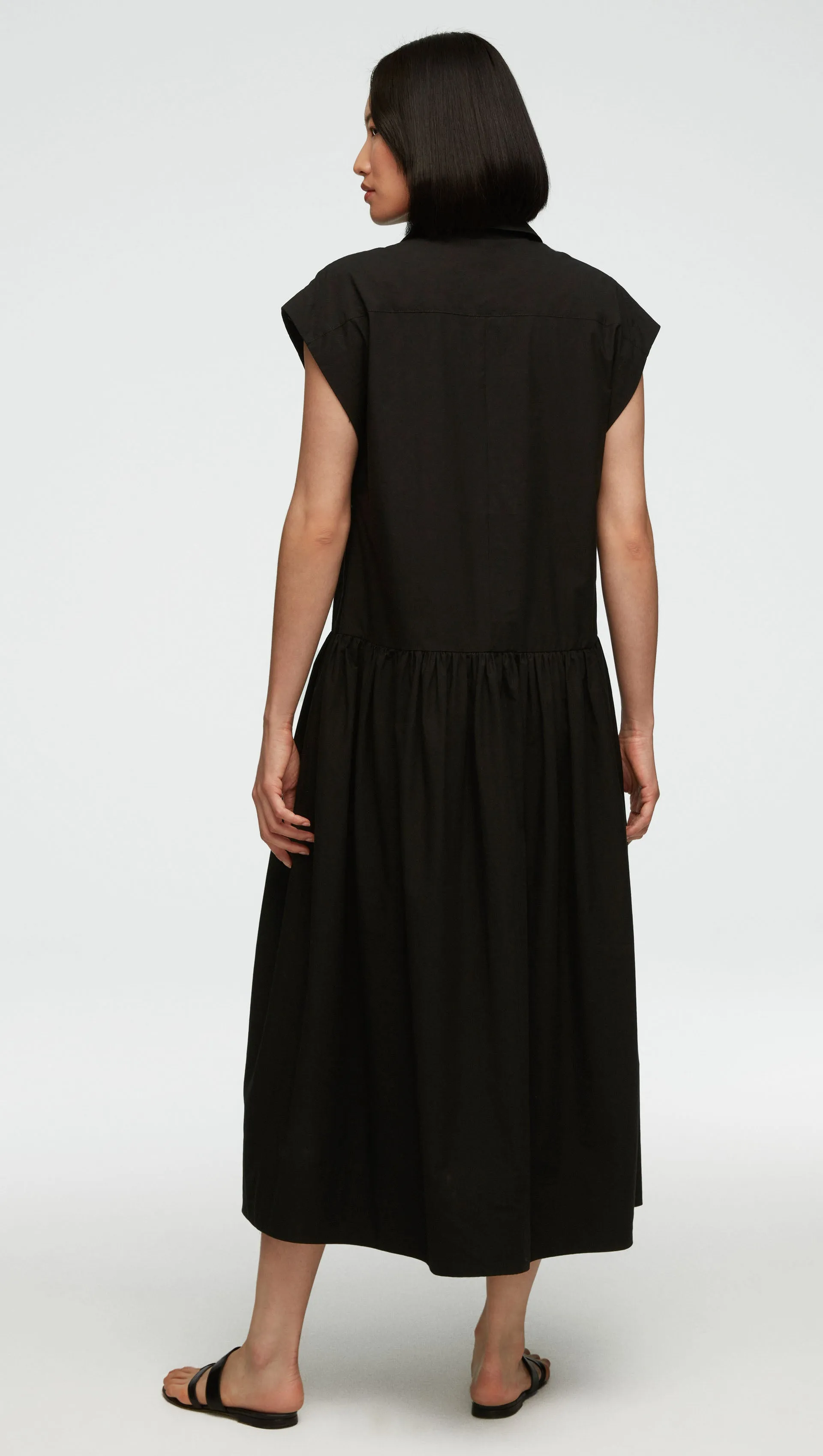 Popover Dress in Japanese Cotton Poplin | Black