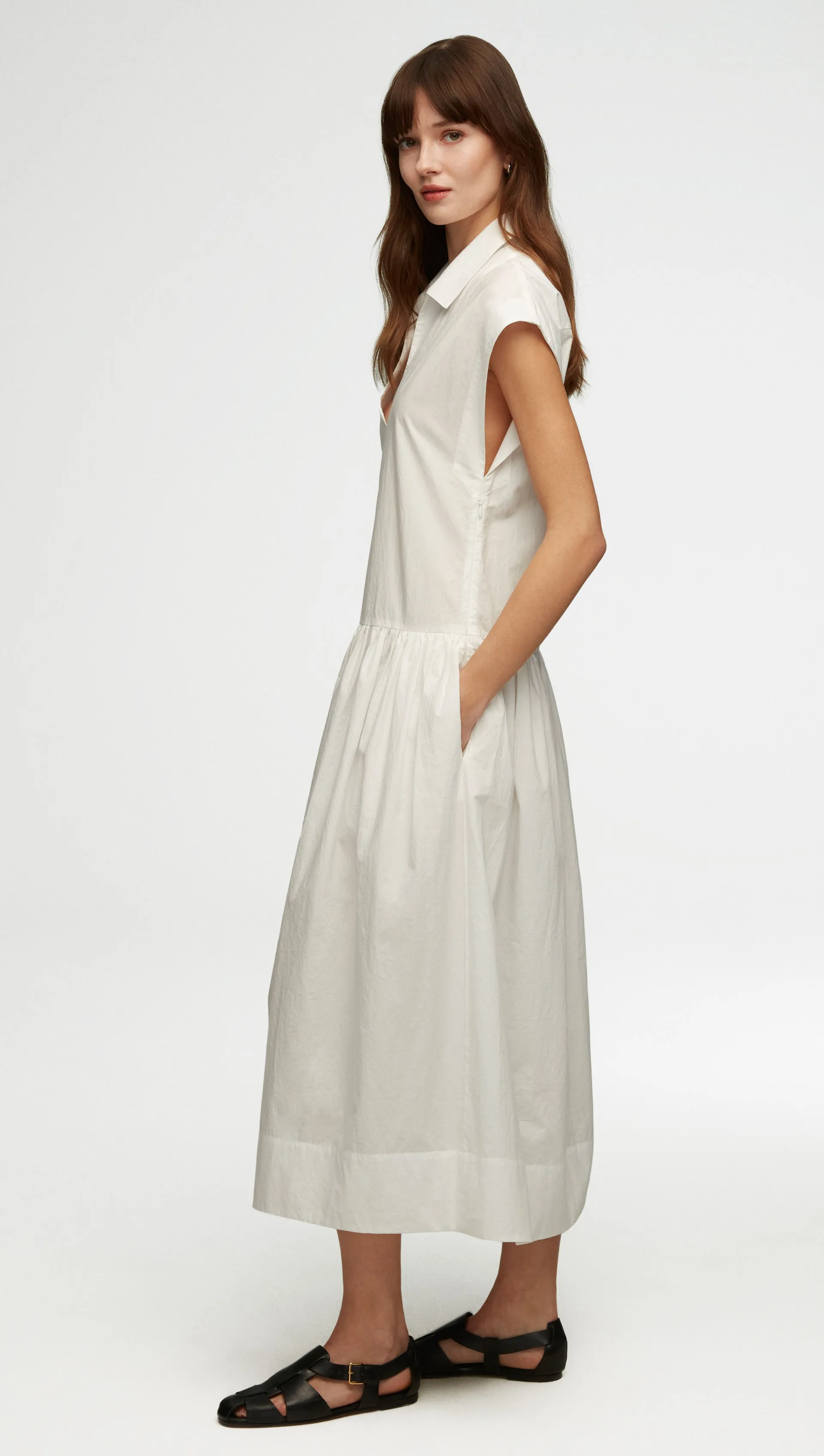 Popover Dress in Japanese Cotton Poplin | White