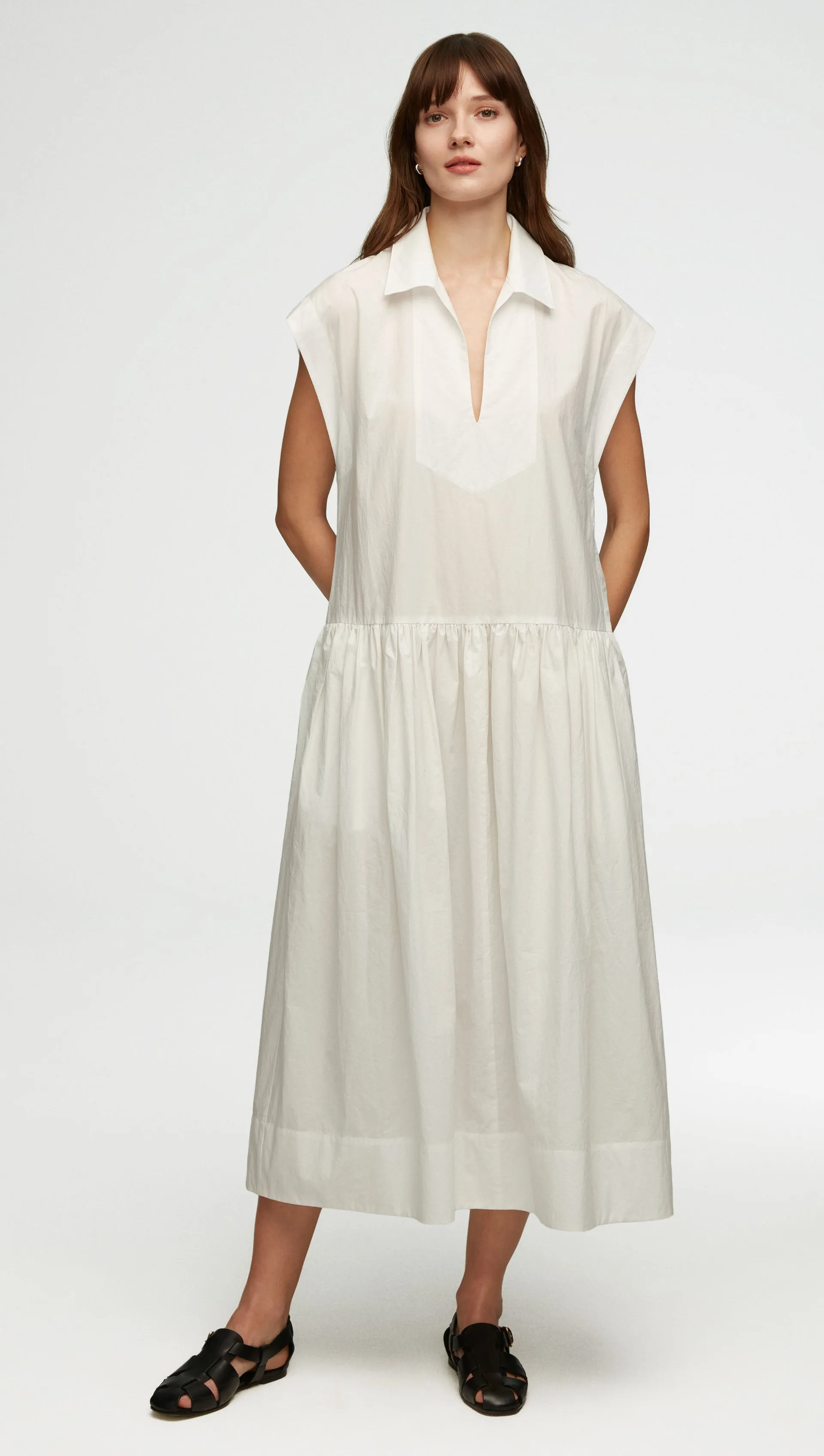 Popover Dress in Japanese Cotton Poplin | White