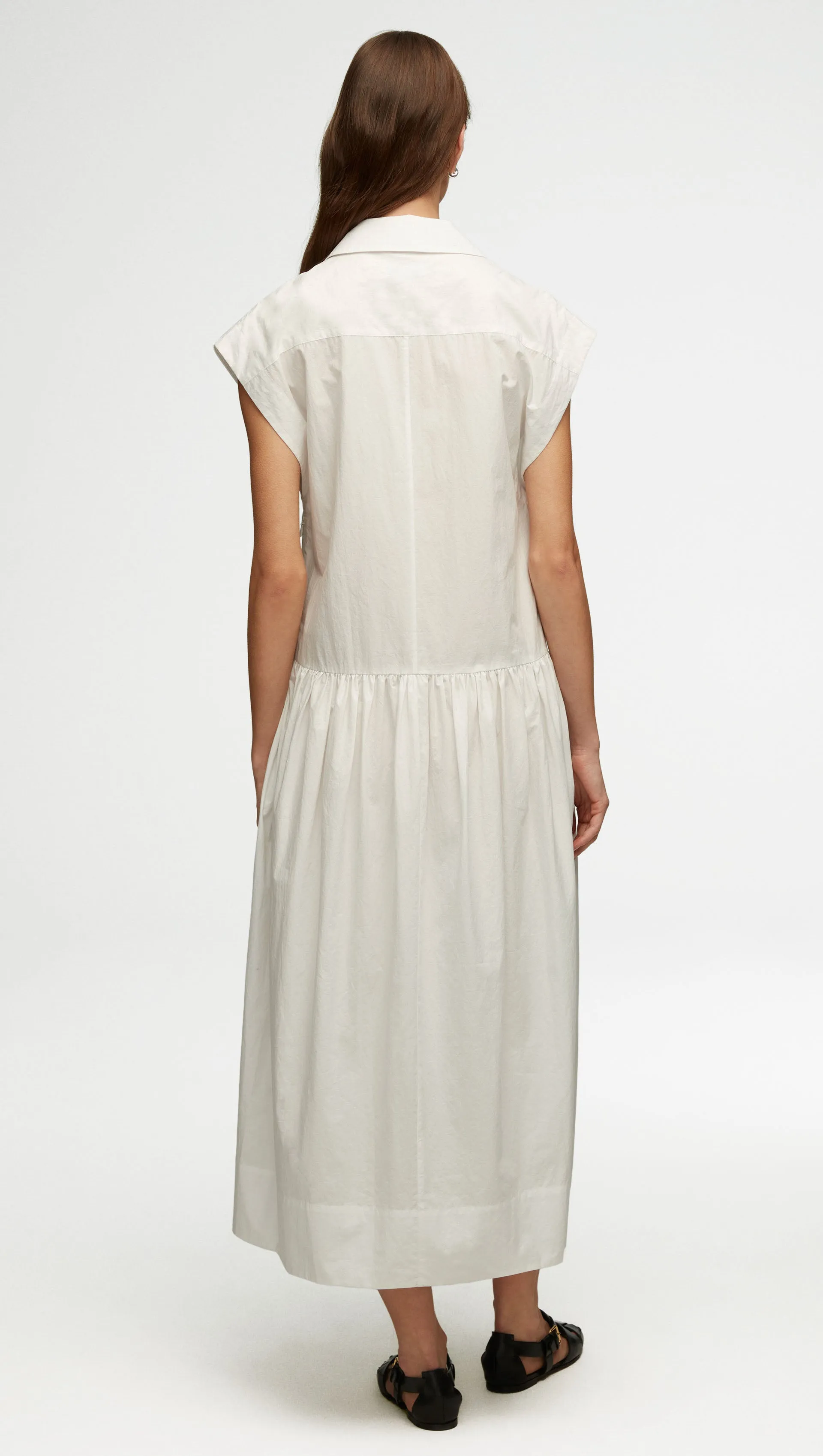 Popover Dress in Japanese Cotton Poplin | White