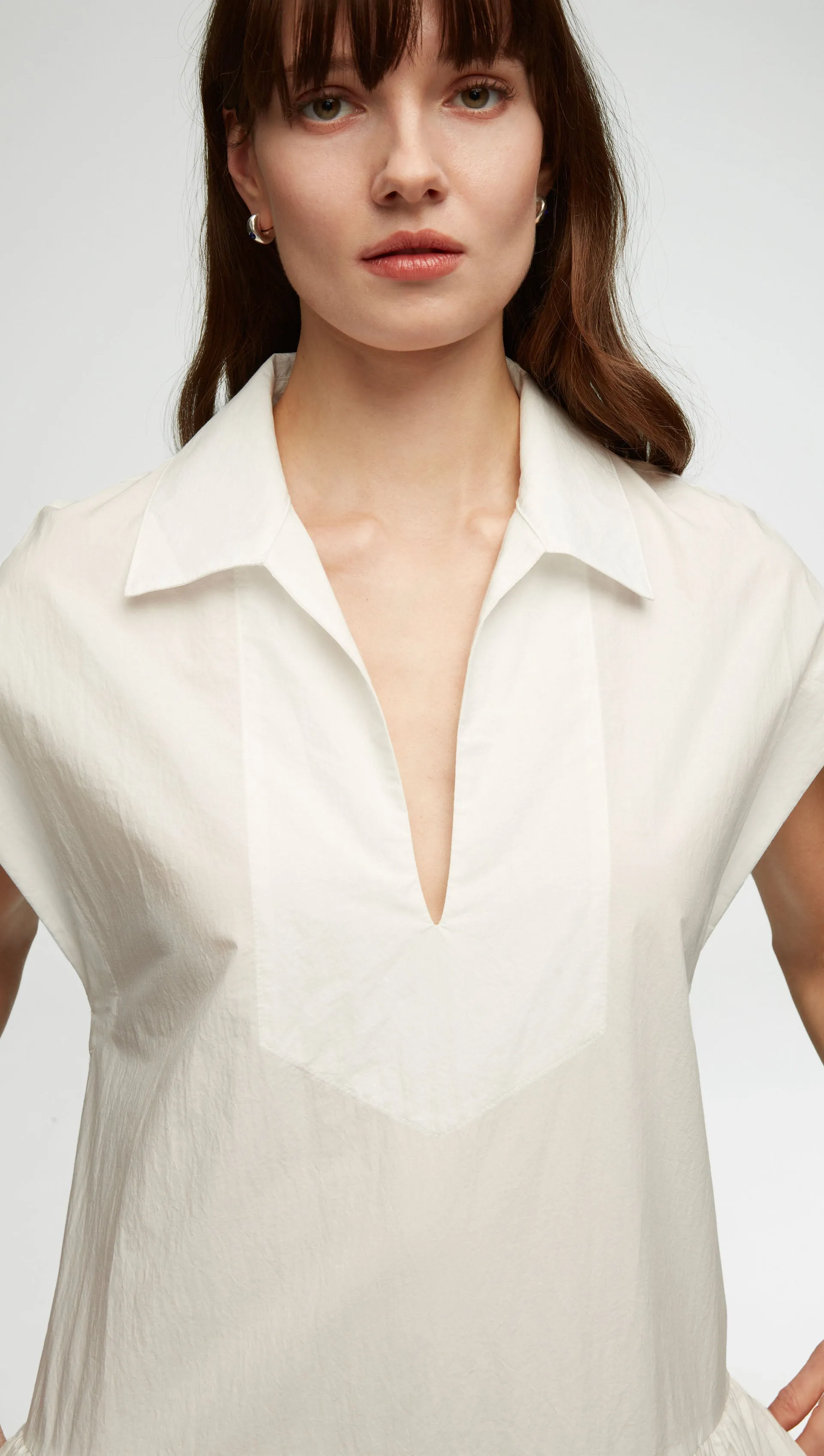 Popover Dress in Japanese Cotton Poplin | White