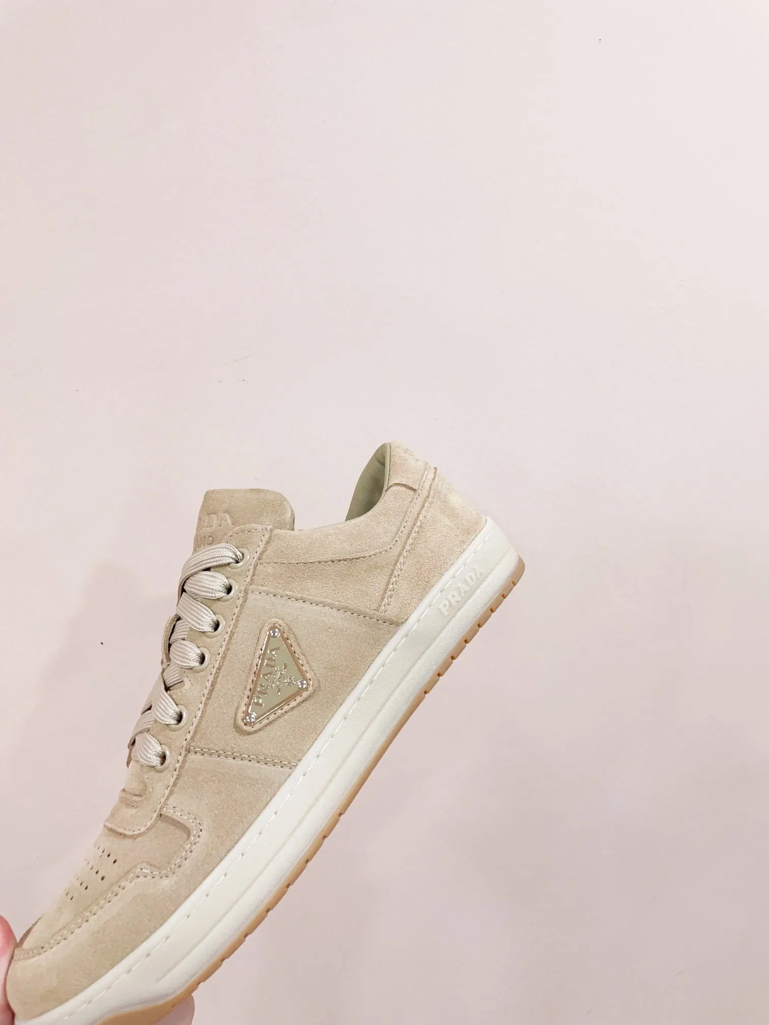 PRA DOWNTOWN PERFORATED SNEAKERS BEIGE SUEDE