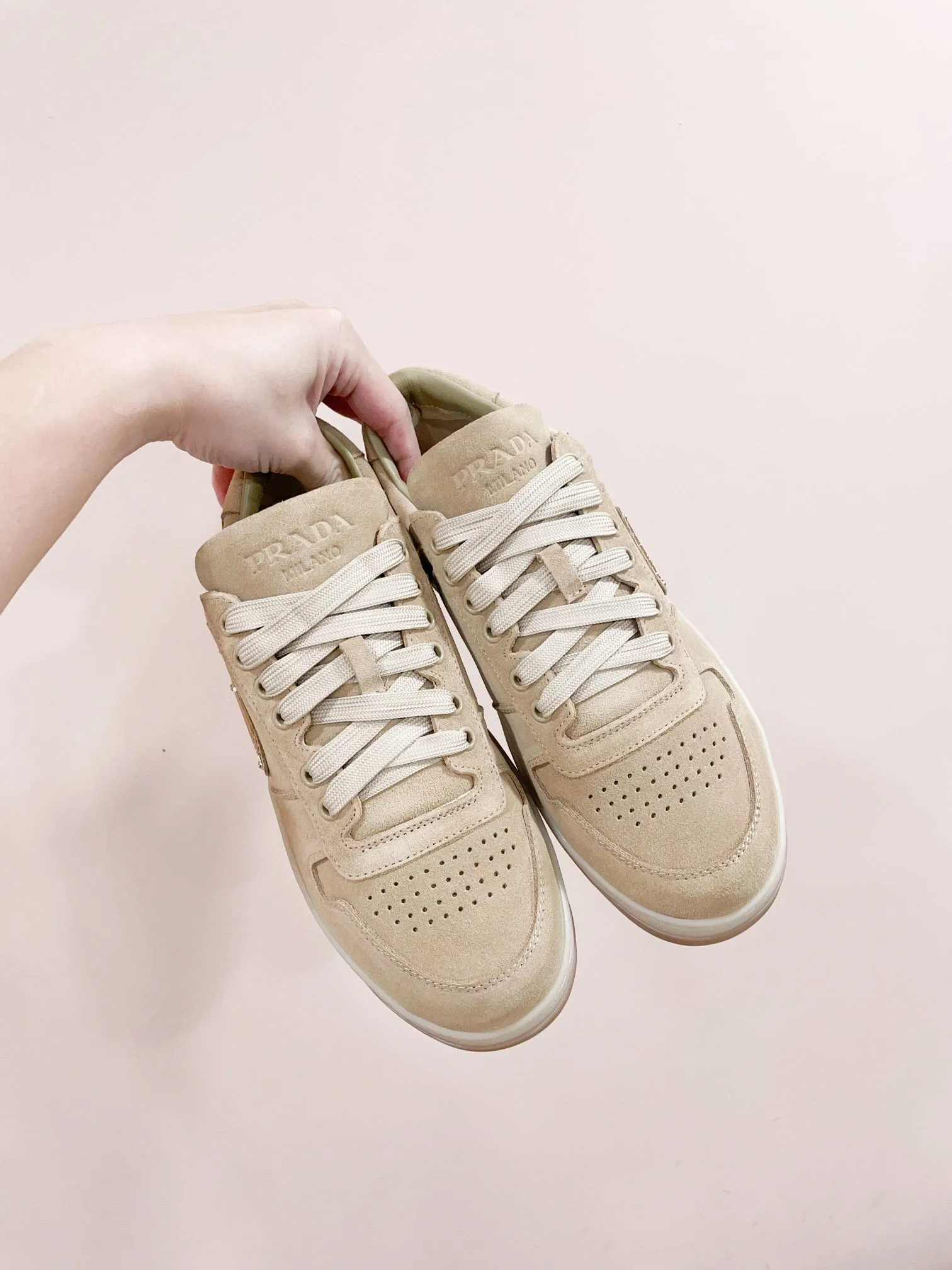 PRA DOWNTOWN PERFORATED SNEAKERS BEIGE SUEDE