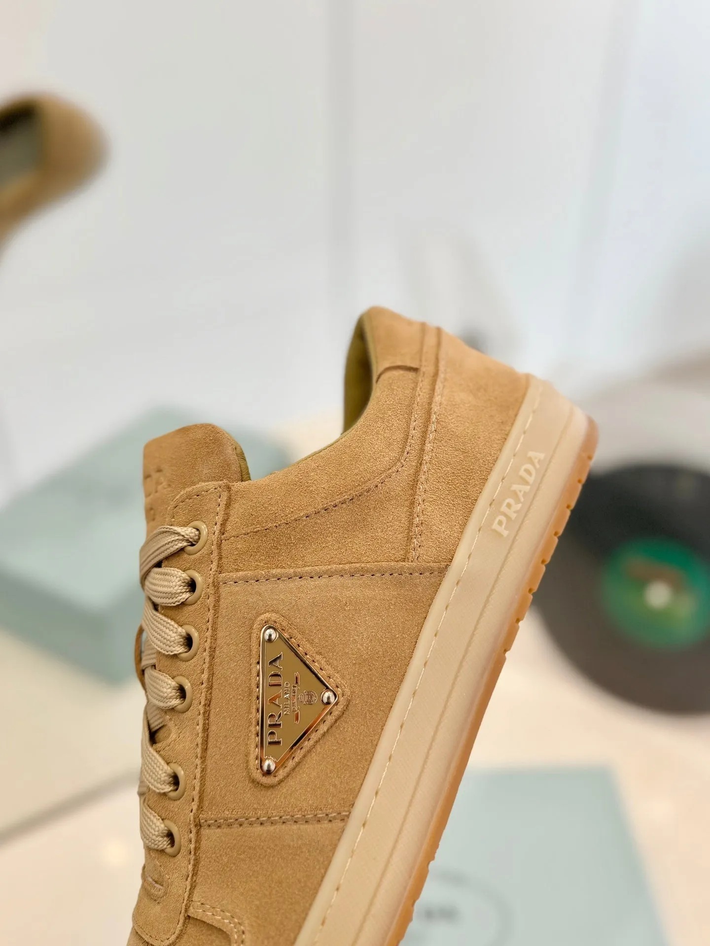 PRA DOWNTOWN PERFORATED SNEAKERS CAMEL SUEDE