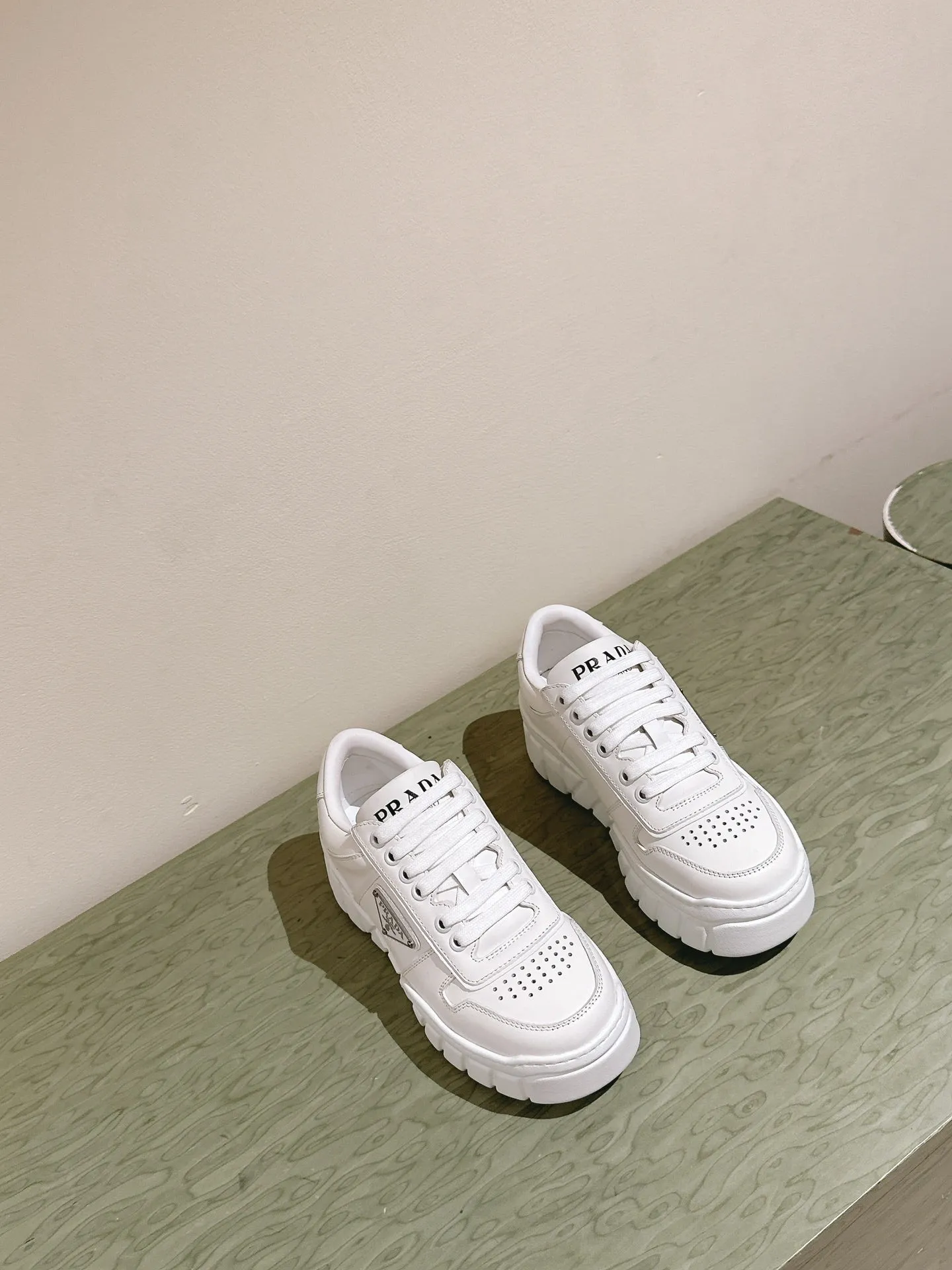 PRA FLATFORM SNEAKERS WHITE CALFSKIN