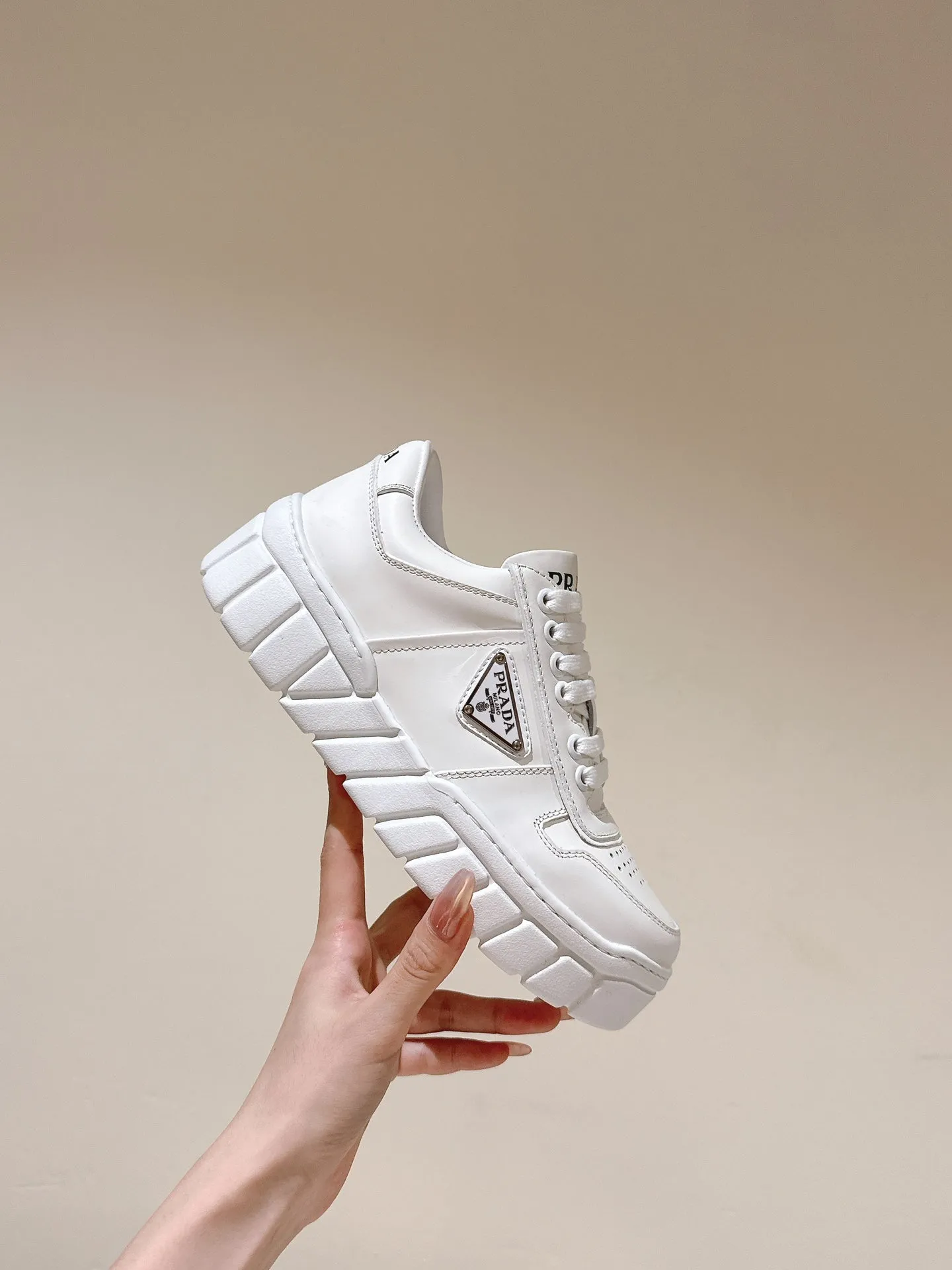 PRA FLATFORM SNEAKERS WHITE CALFSKIN