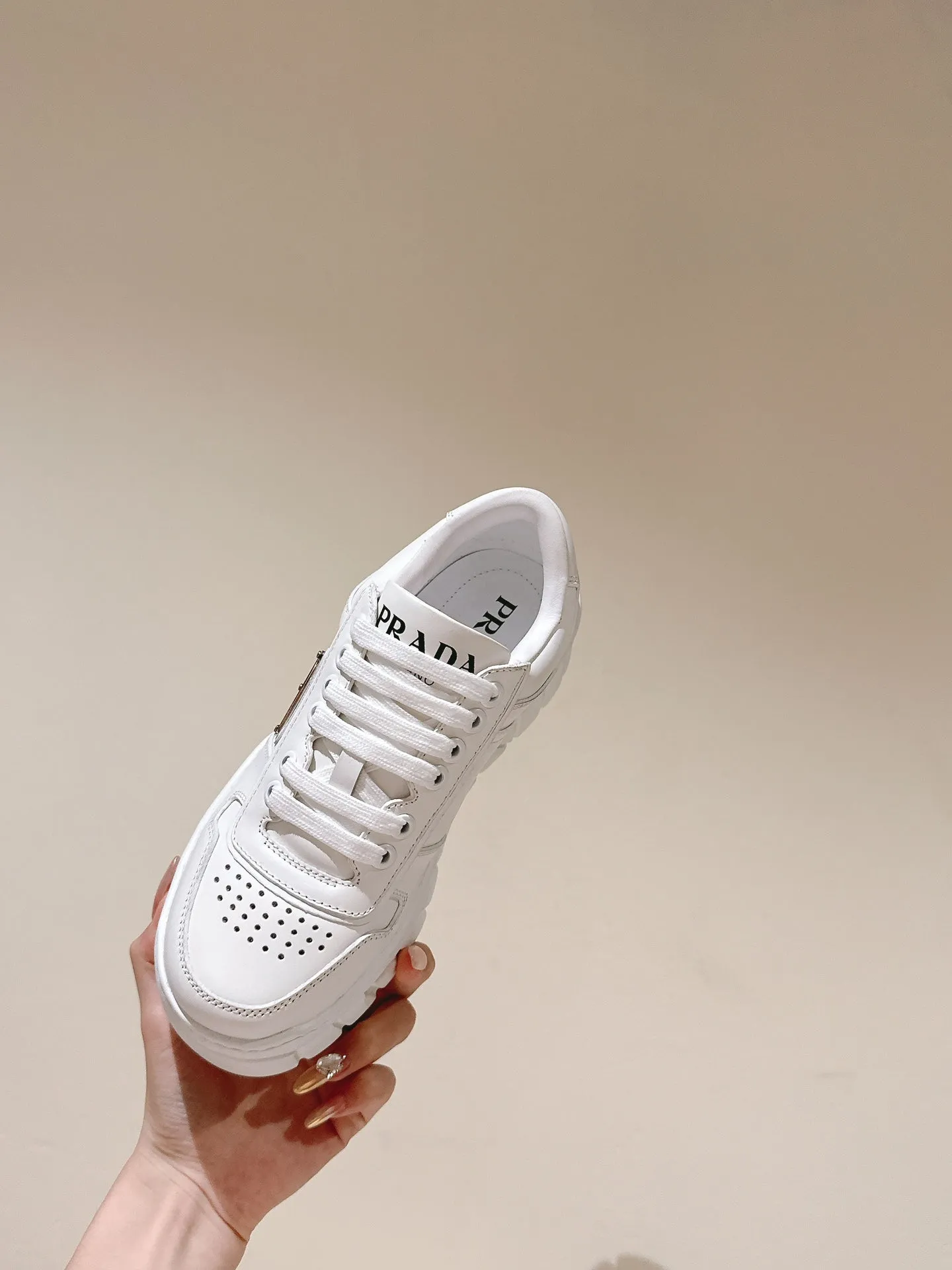 PRA FLATFORM SNEAKERS WHITE CALFSKIN