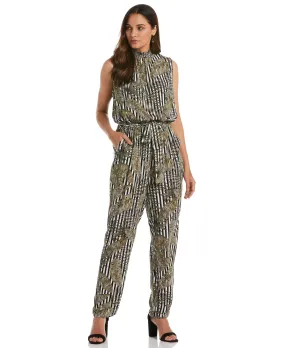 Print Smocked Neck Jumpsuit