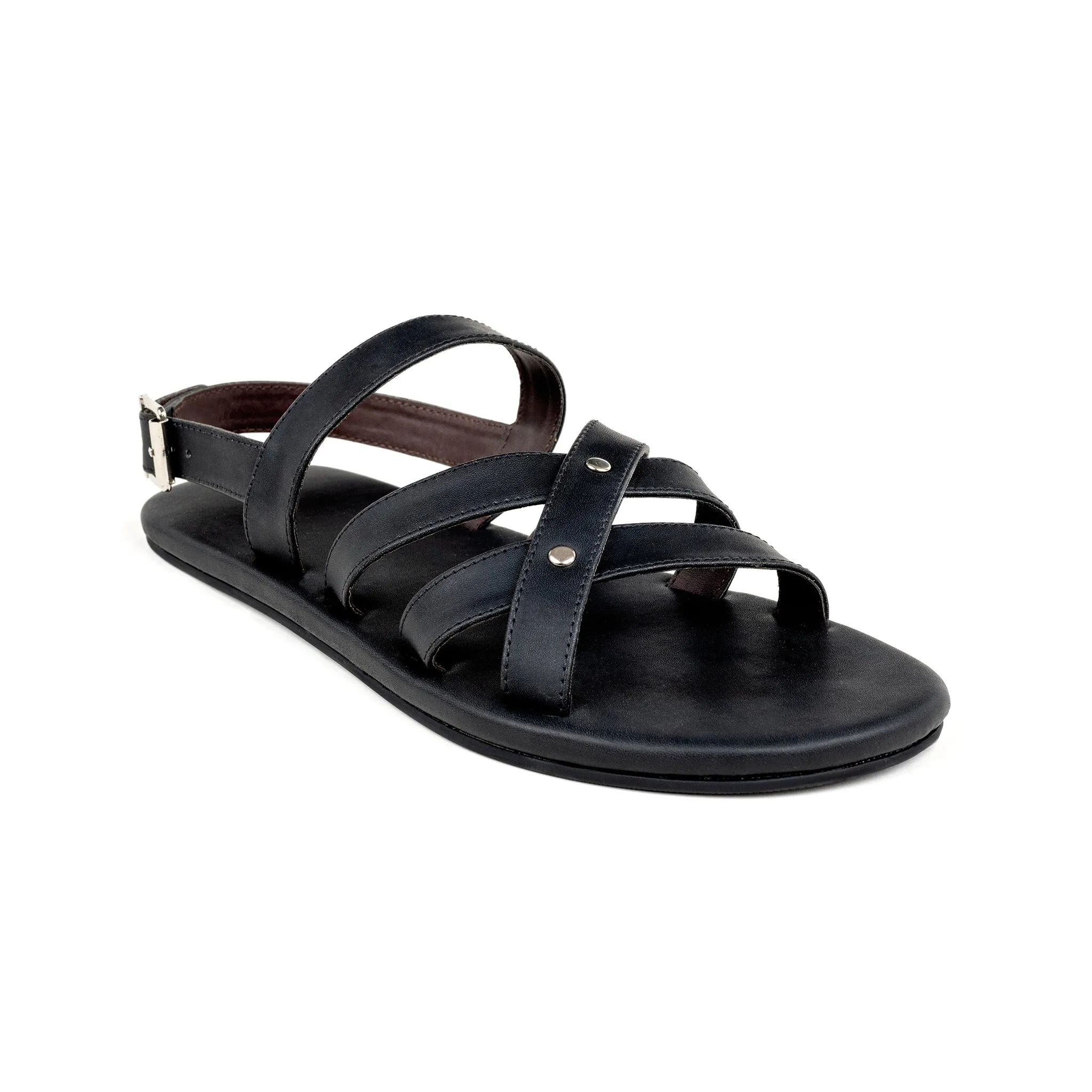 Ray Crossover Vegan Leather Black Men Sandals Thrift Edit