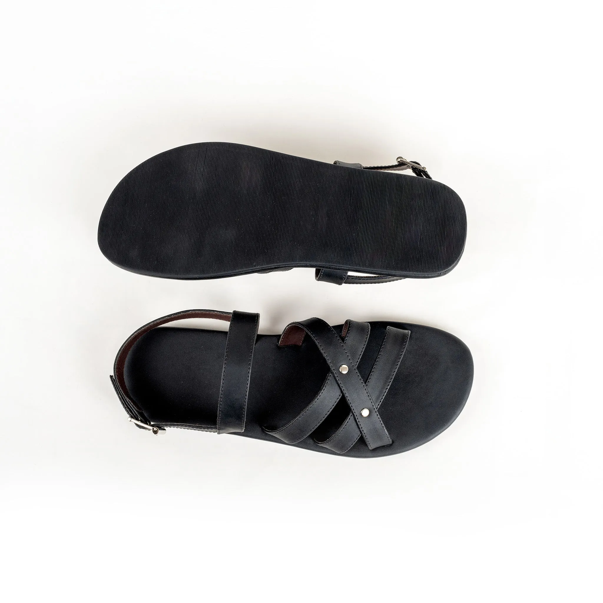 Ray Crossover Vegan Leather Black Men Sandals Thrift Edit