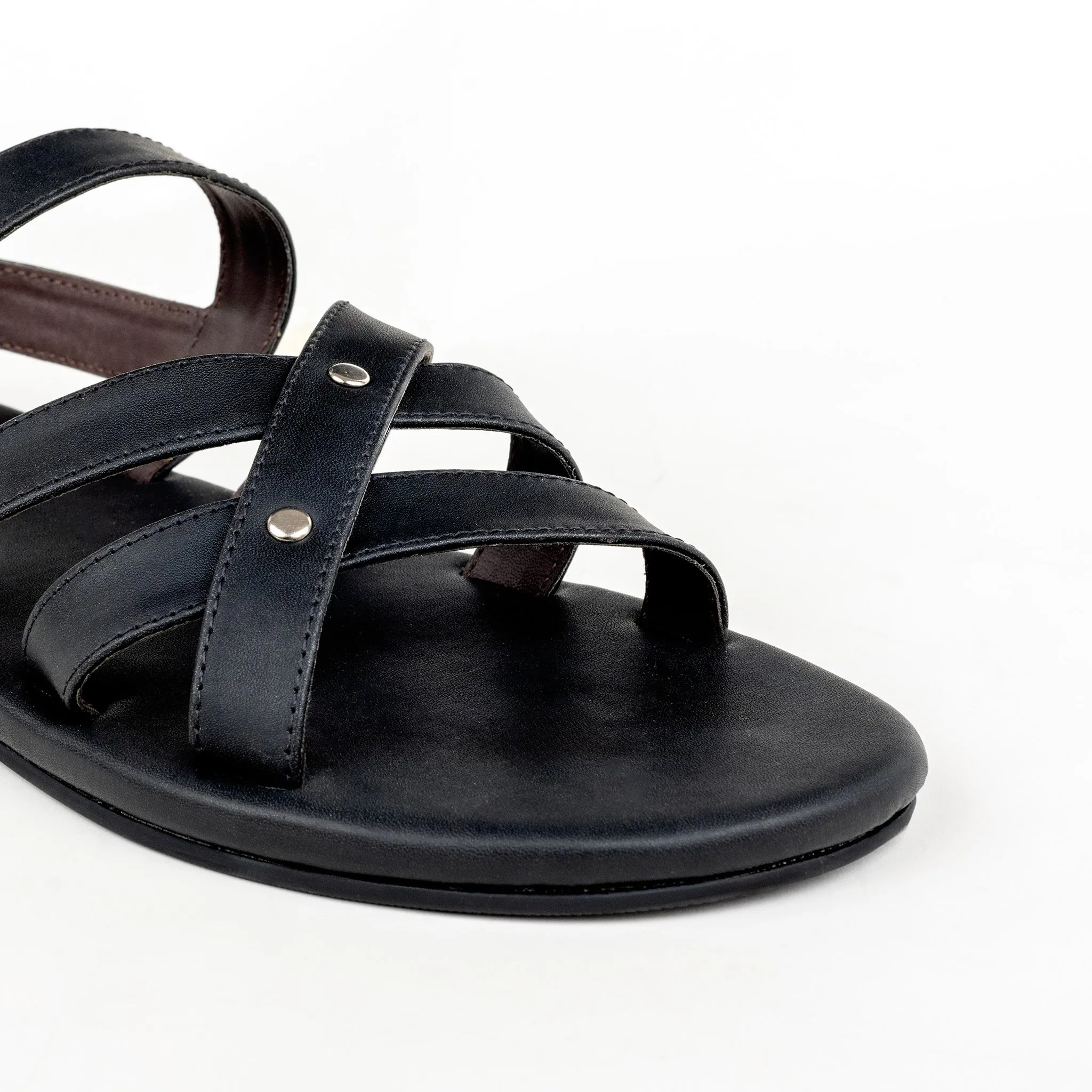 Ray Crossover Vegan Leather Black Men Sandals Thrift Edit