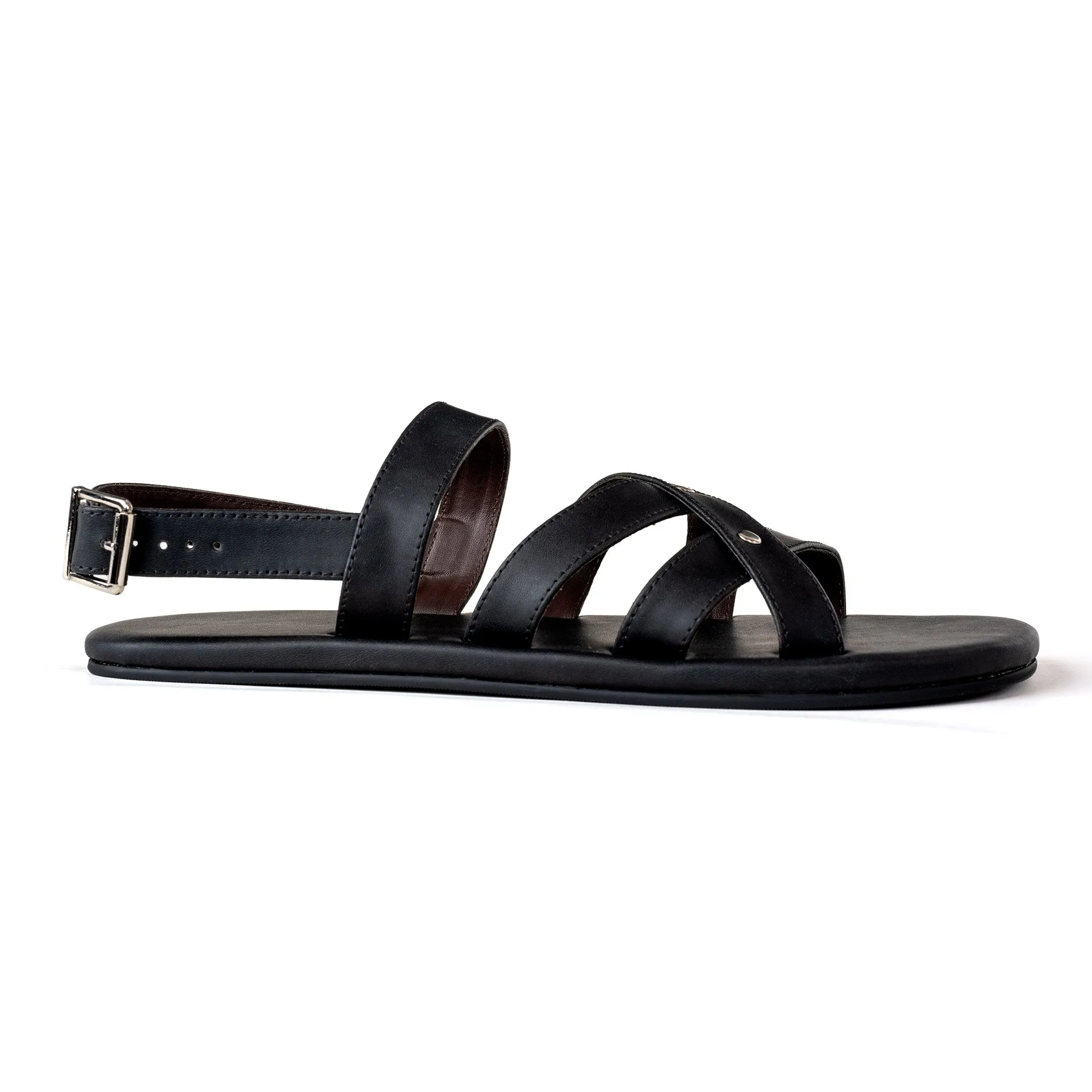 Ray Crossover Vegan Leather Black Men Sandals Thrift Edit