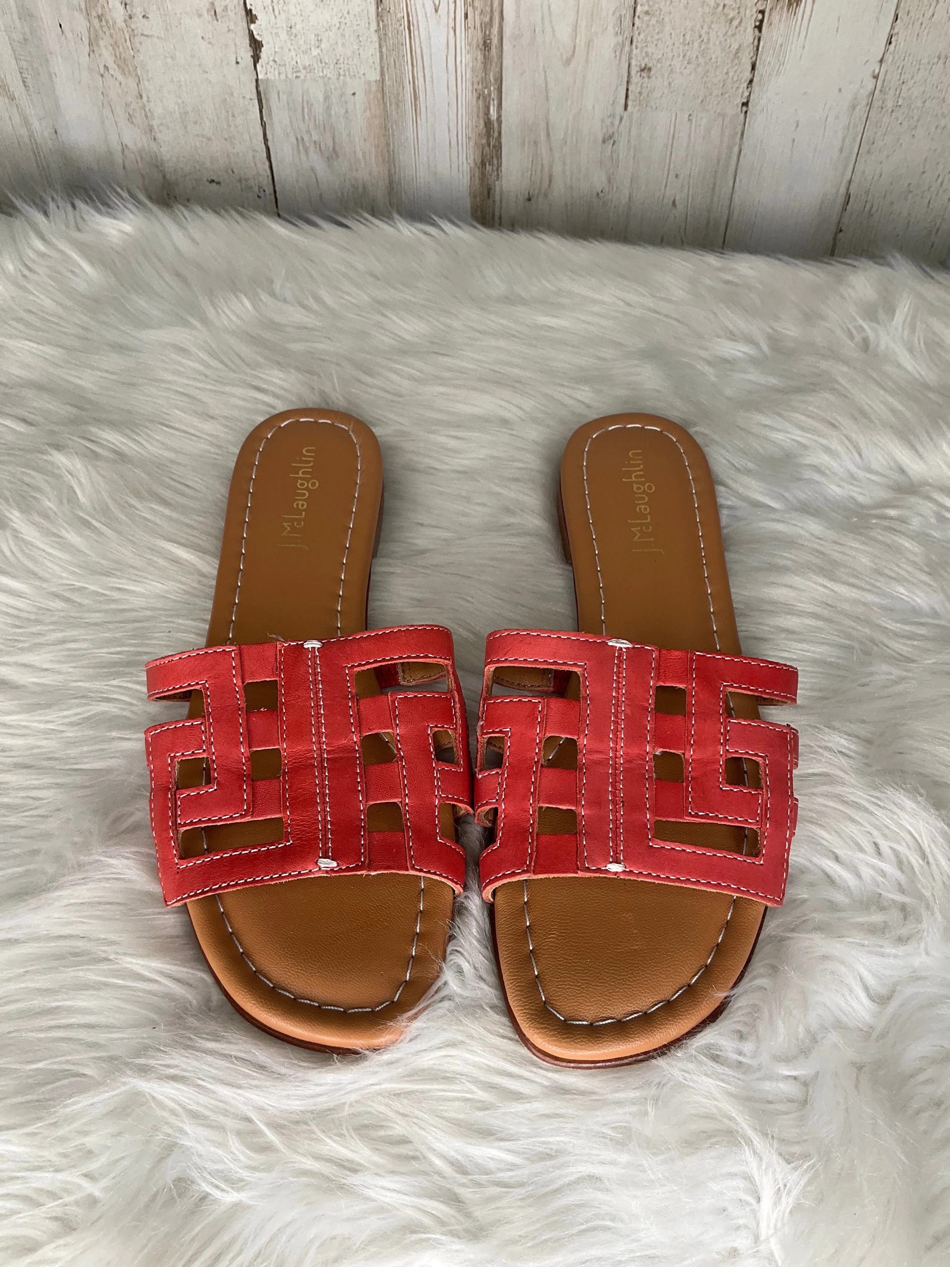 Red Sandals Flats J Mclaughlin, Size 6