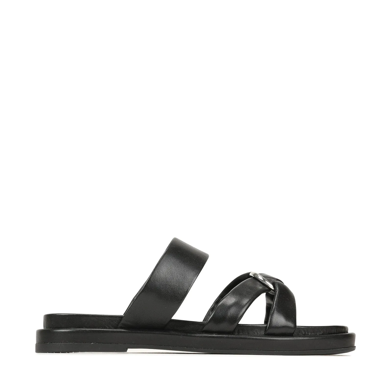 RING LEATHER SLIDE SANDALS