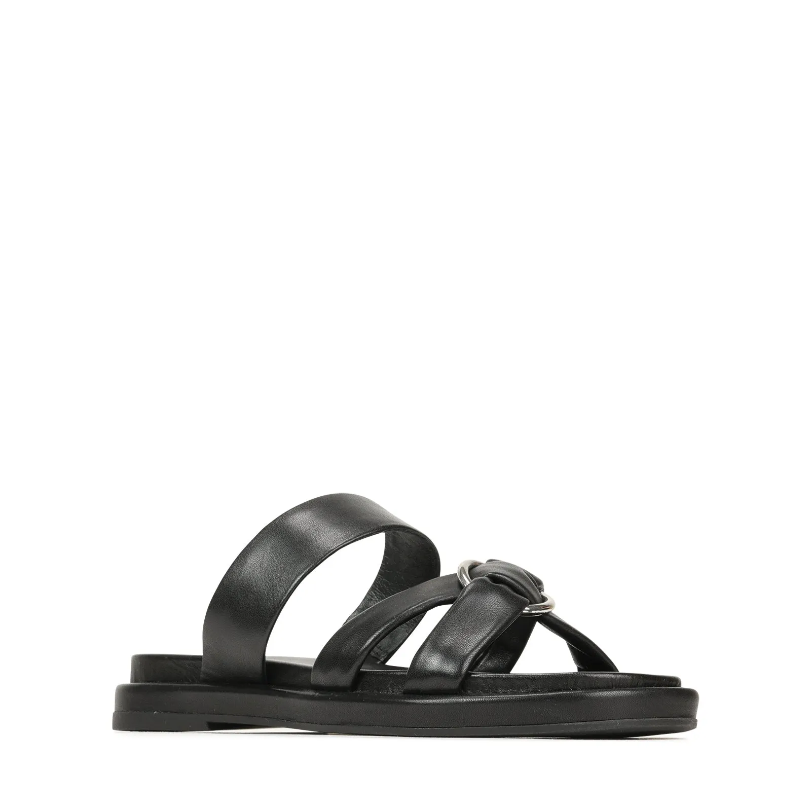 RING LEATHER SLIDE SANDALS