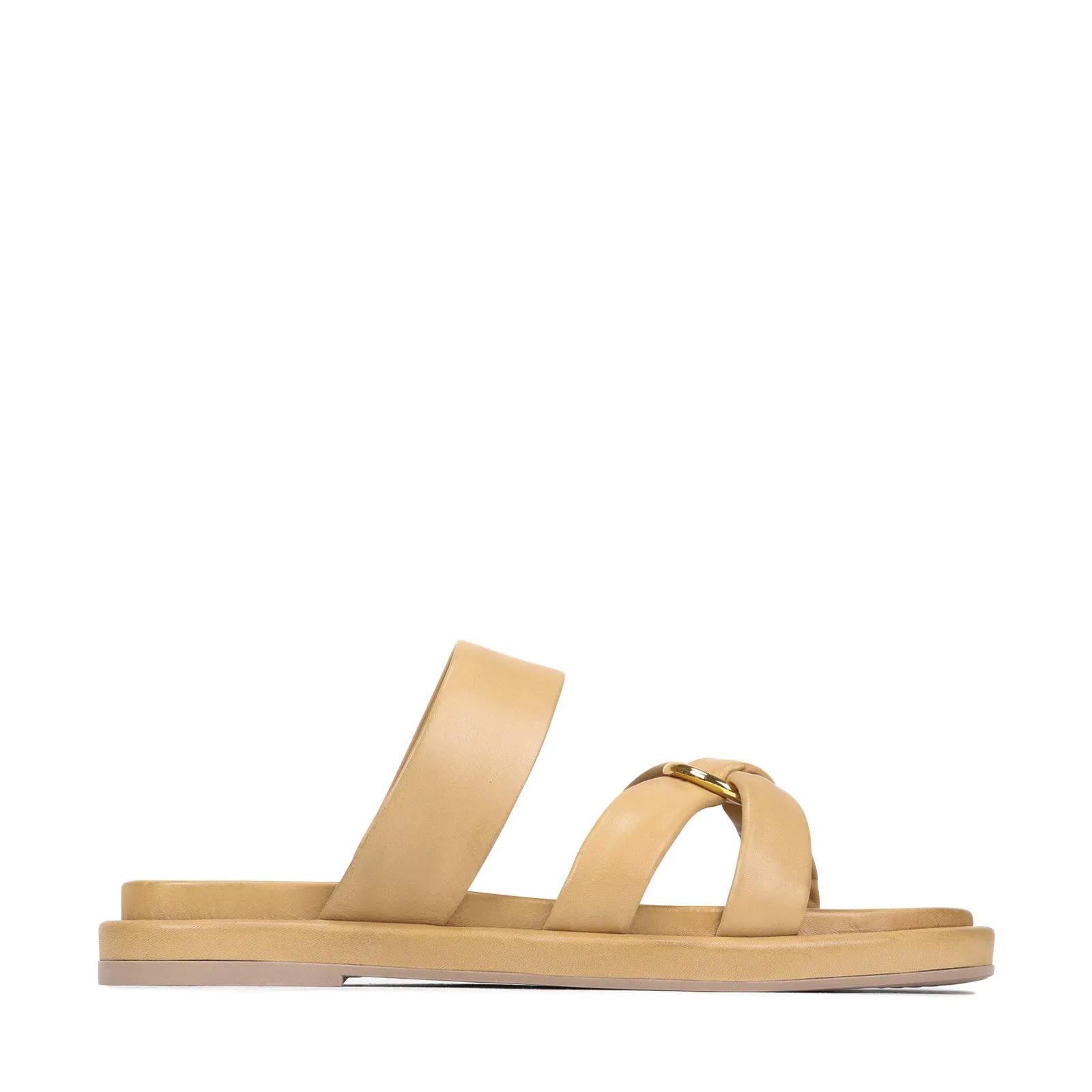 RING LEATHER SLIDE SANDALS