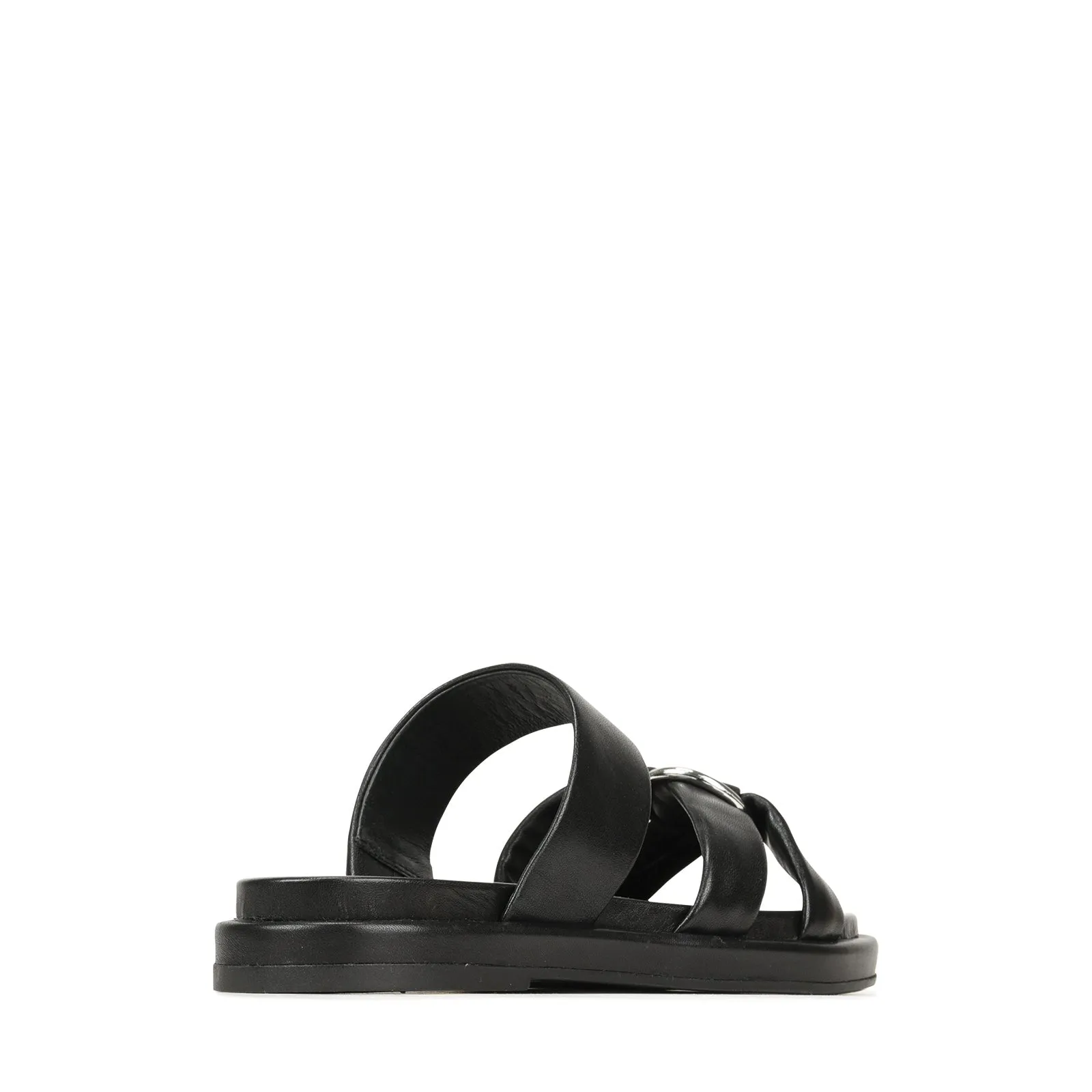 RING LEATHER SLIDE SANDALS