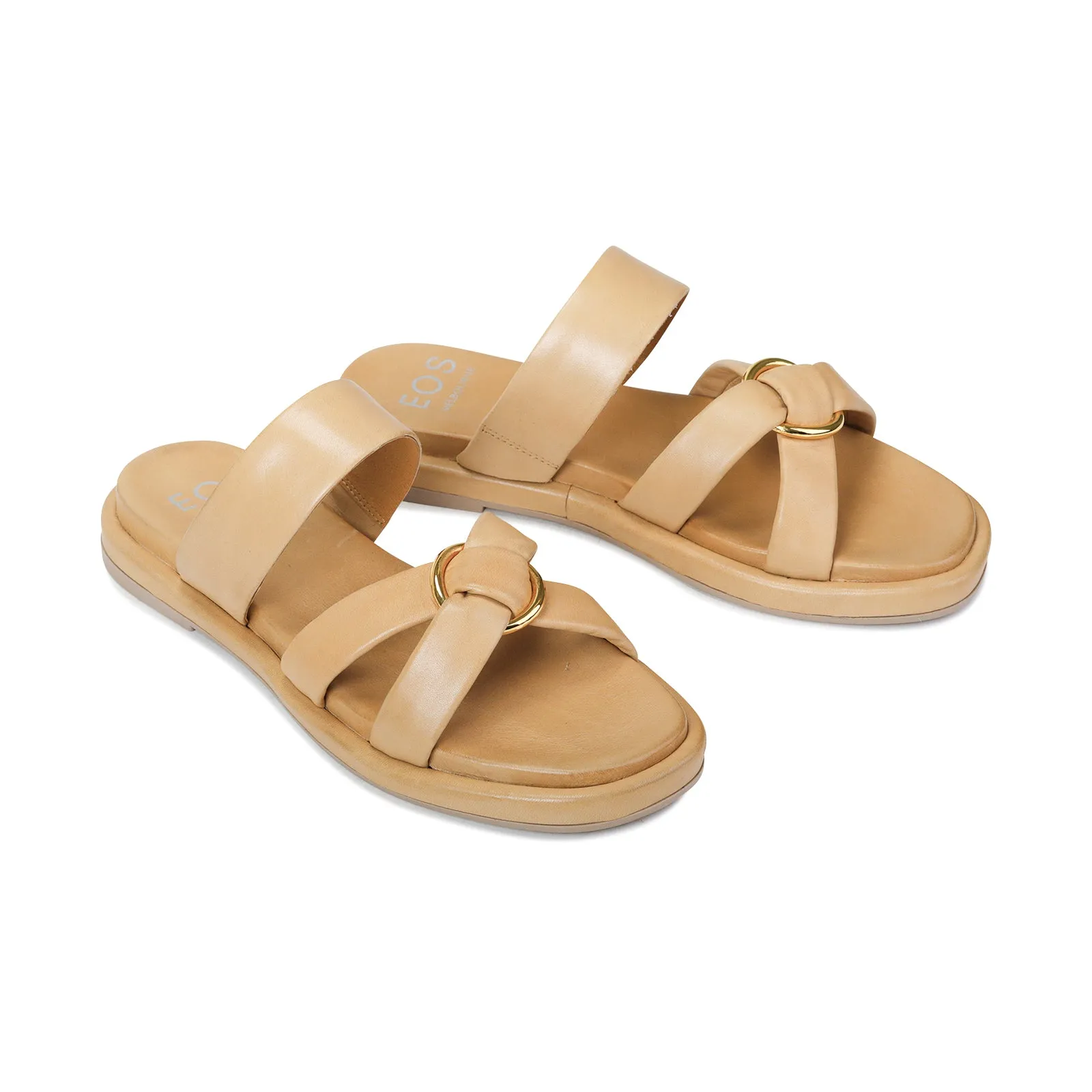 RING LEATHER SLIDE SANDALS