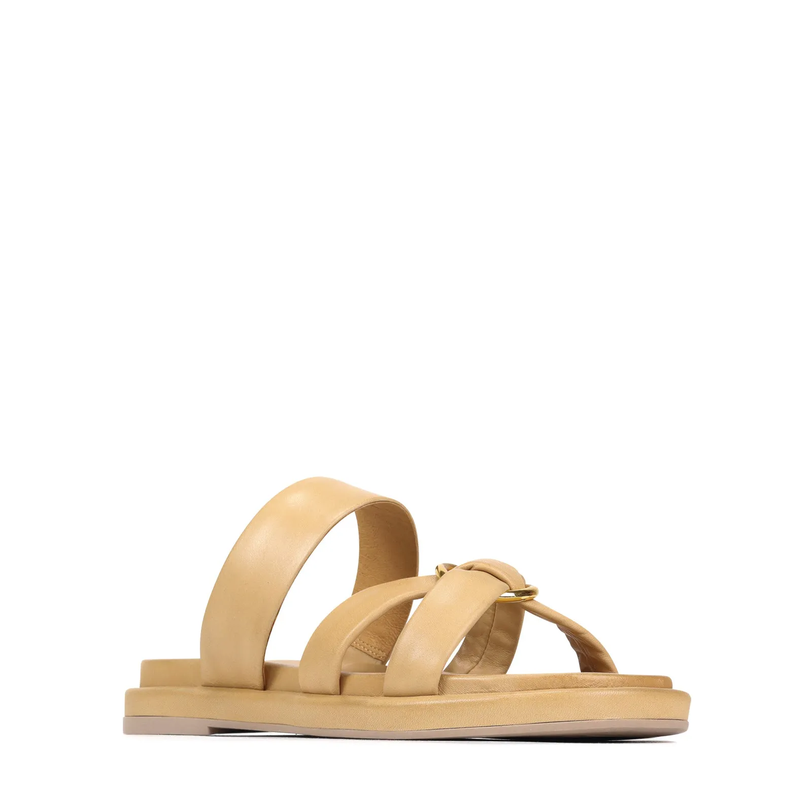 RING LEATHER SLIDE SANDALS