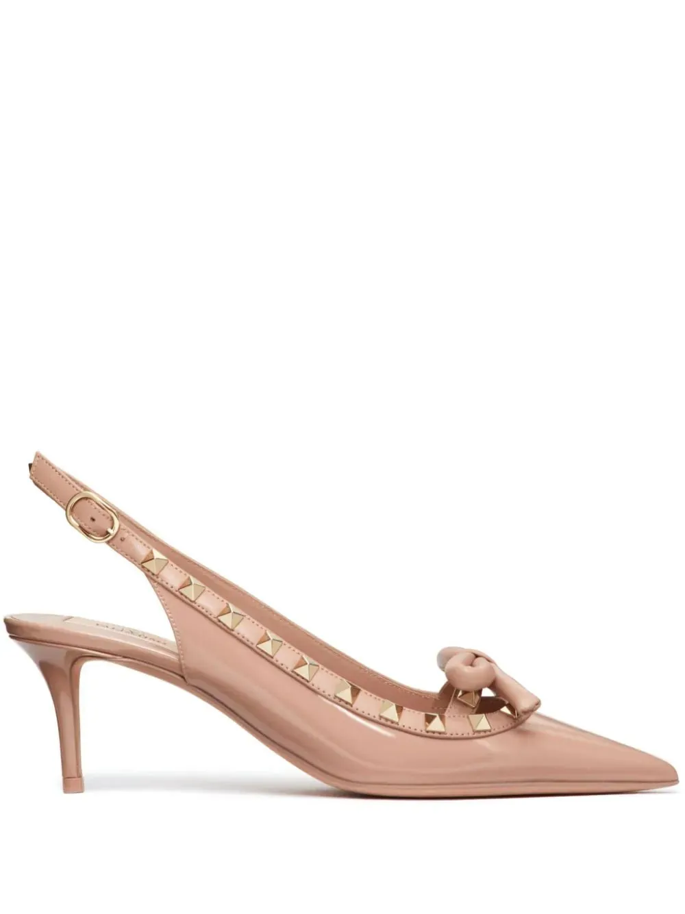 Rockstud Bow 60mm patent slingback pumps