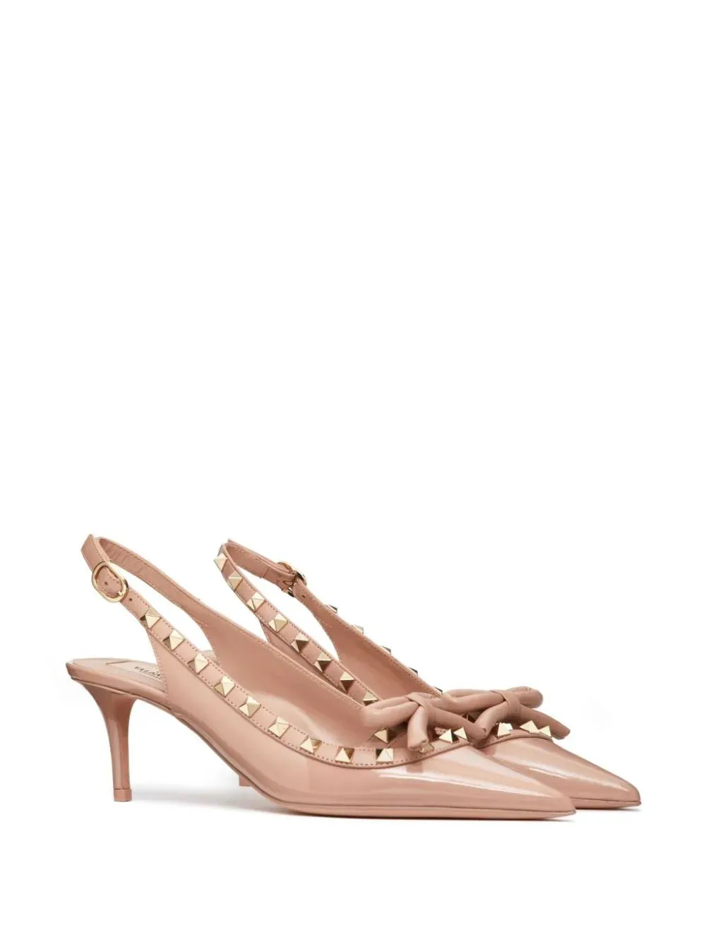 Rockstud Bow 60mm patent slingback pumps