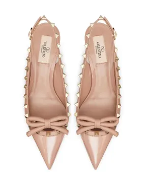 Rockstud Bow 60mm patent slingback pumps