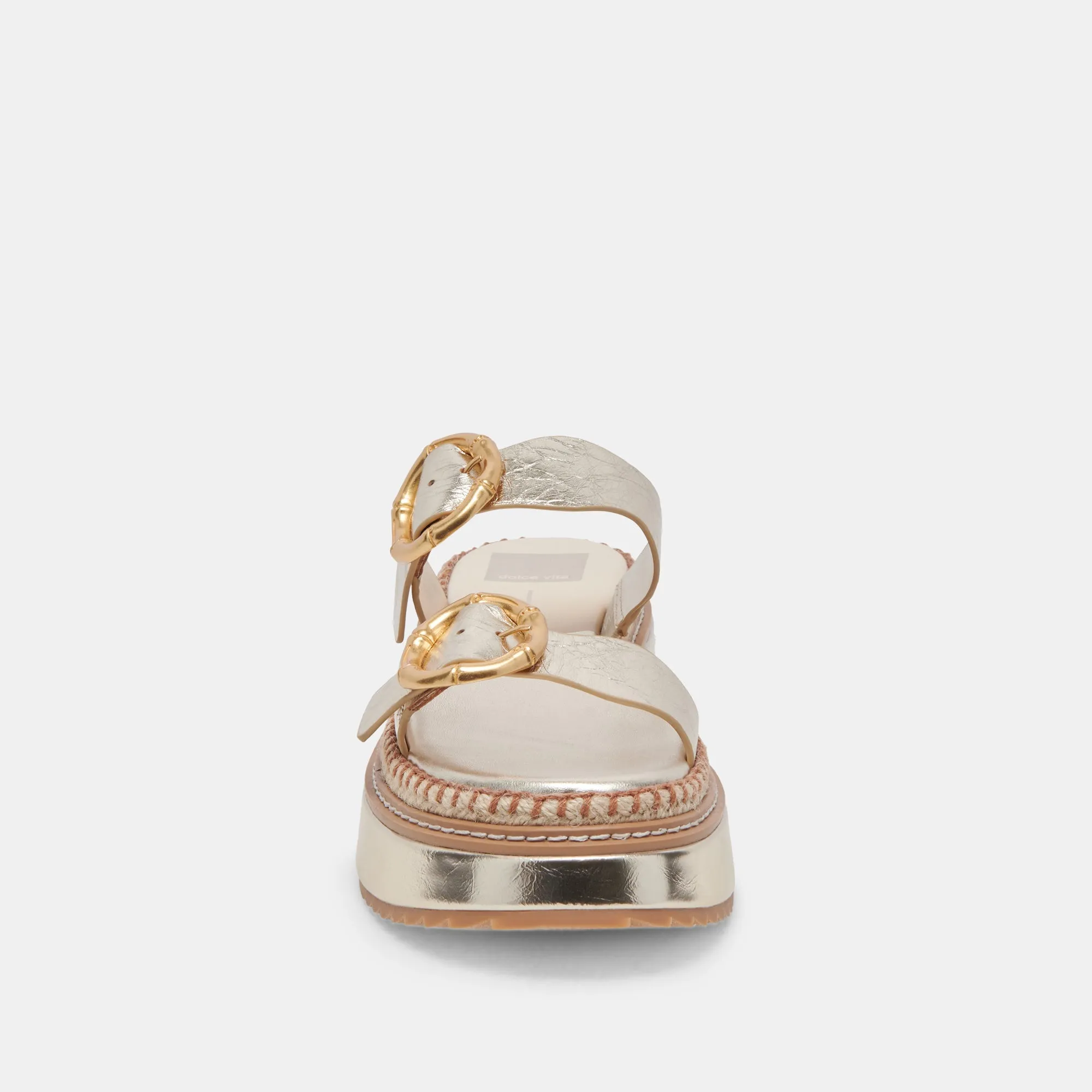 RYSHA SANDALS LIGHT GOLD CRINKLE PATENT