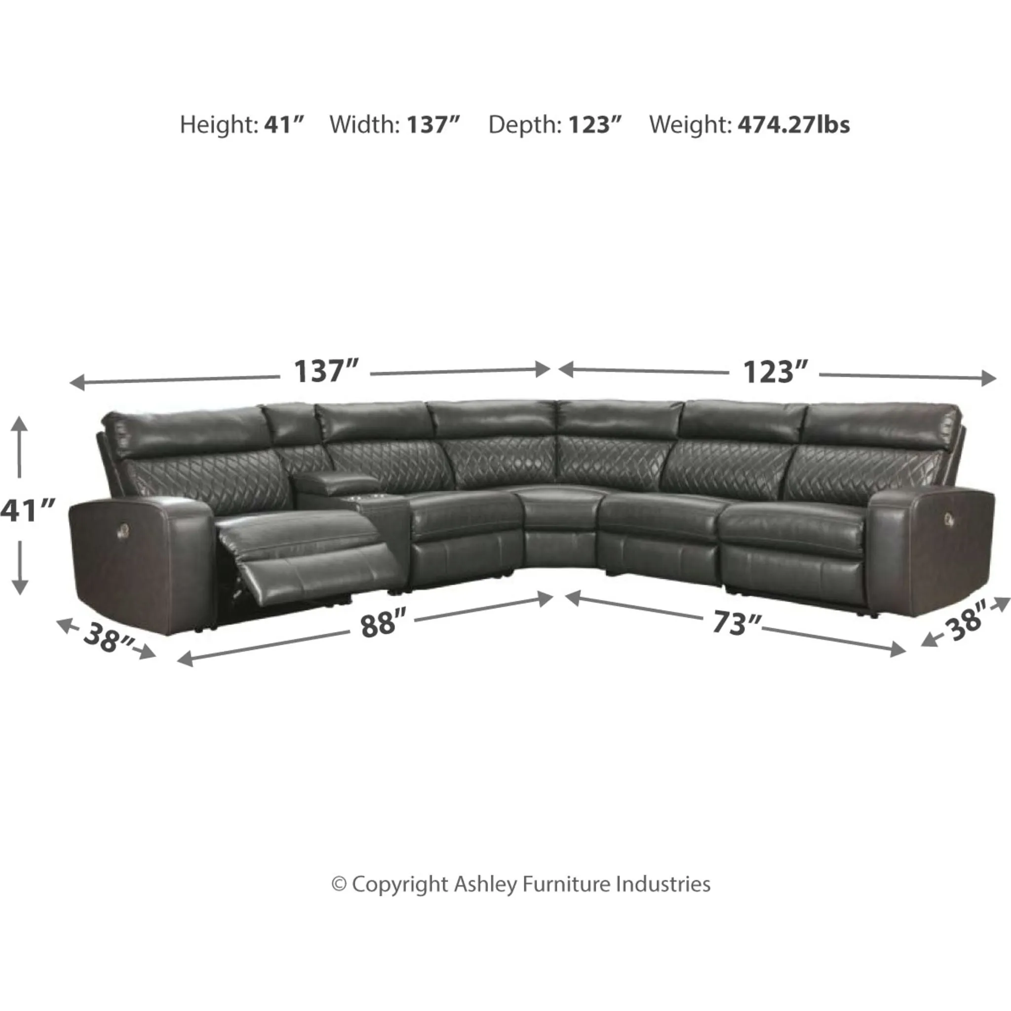 Samperstone 6 Piece Sectional with Power