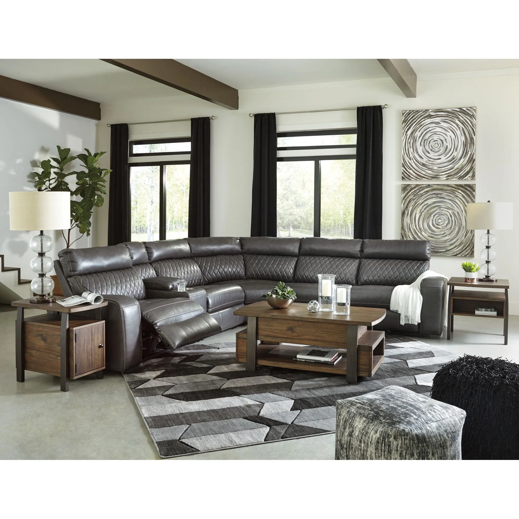 Samperstone 6 Piece Sectional with Power