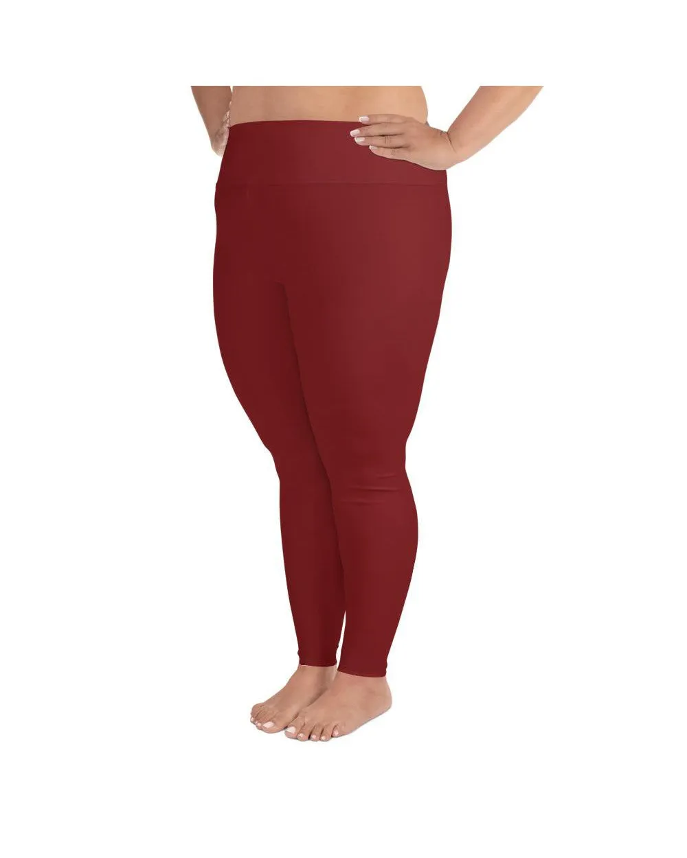 Solid Deep Red Plus Size Leggings