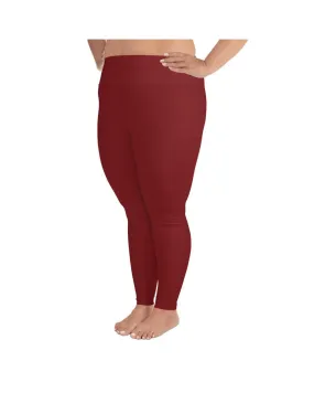 Solid Deep Red Plus Size Leggings