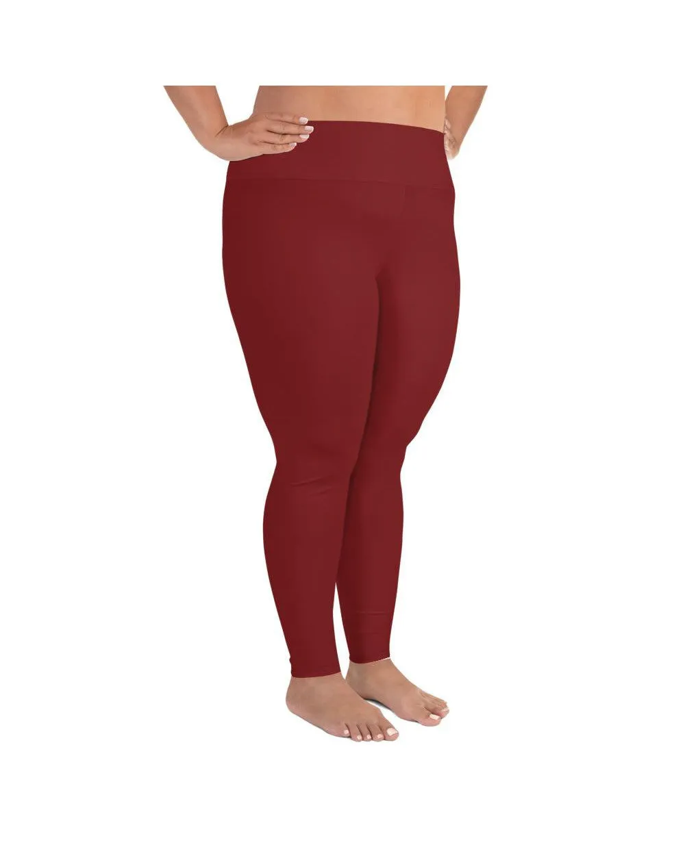 Solid Deep Red Plus Size Leggings