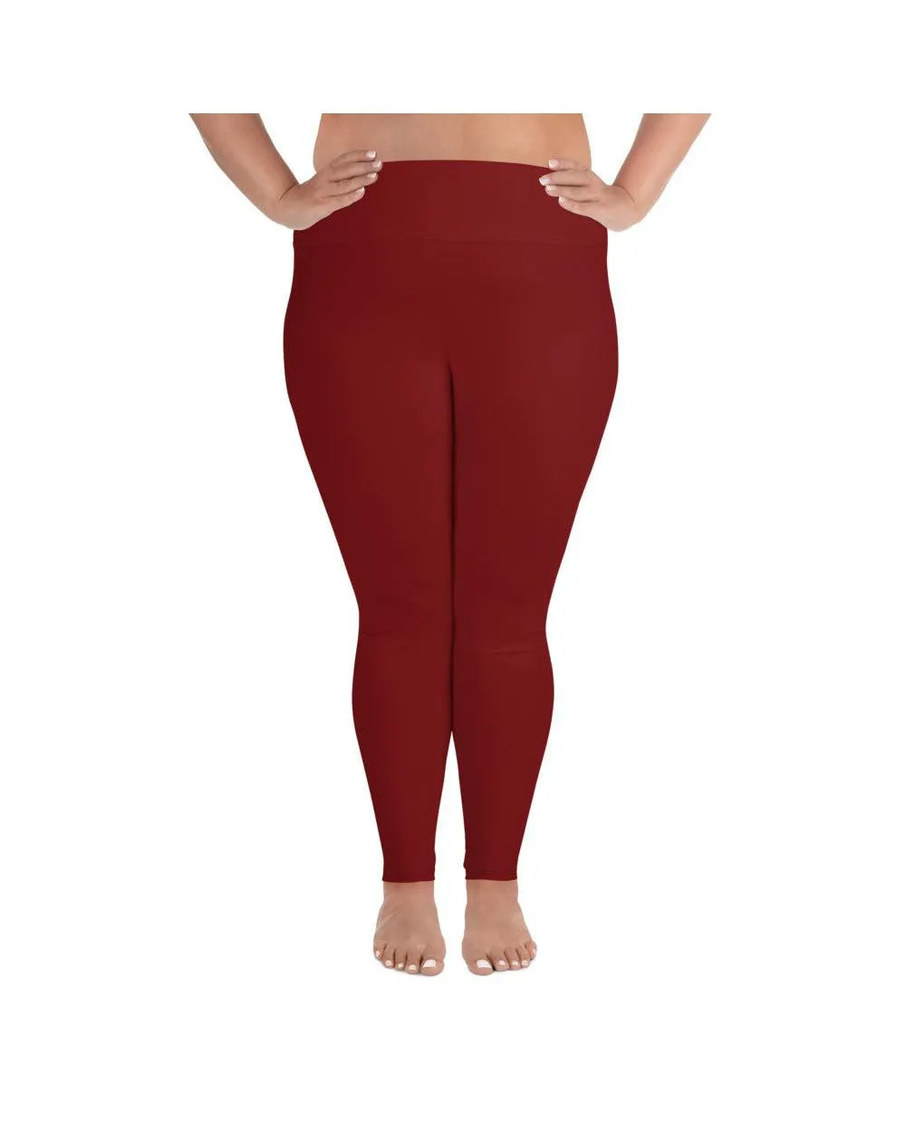 Solid Deep Red Plus Size Leggings