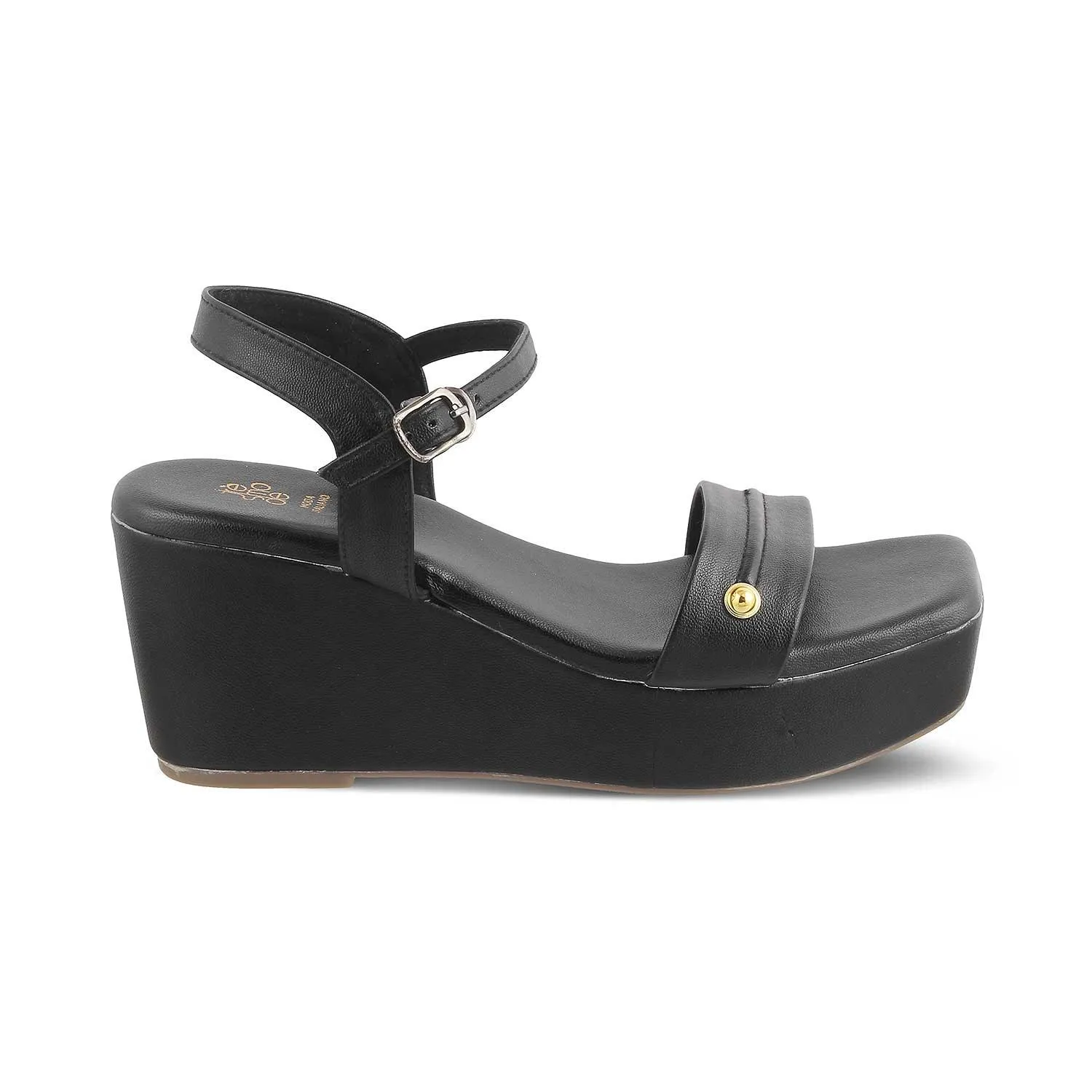 The Amst Black Women's Dress Wedge Sandals Tresmode