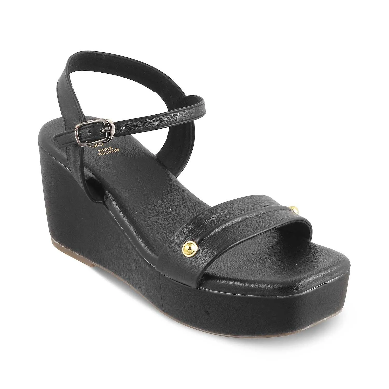 The Amst Black Women's Dress Wedge Sandals Tresmode