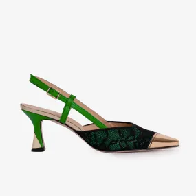 The Bali Green Leather Slingback Women Sandal