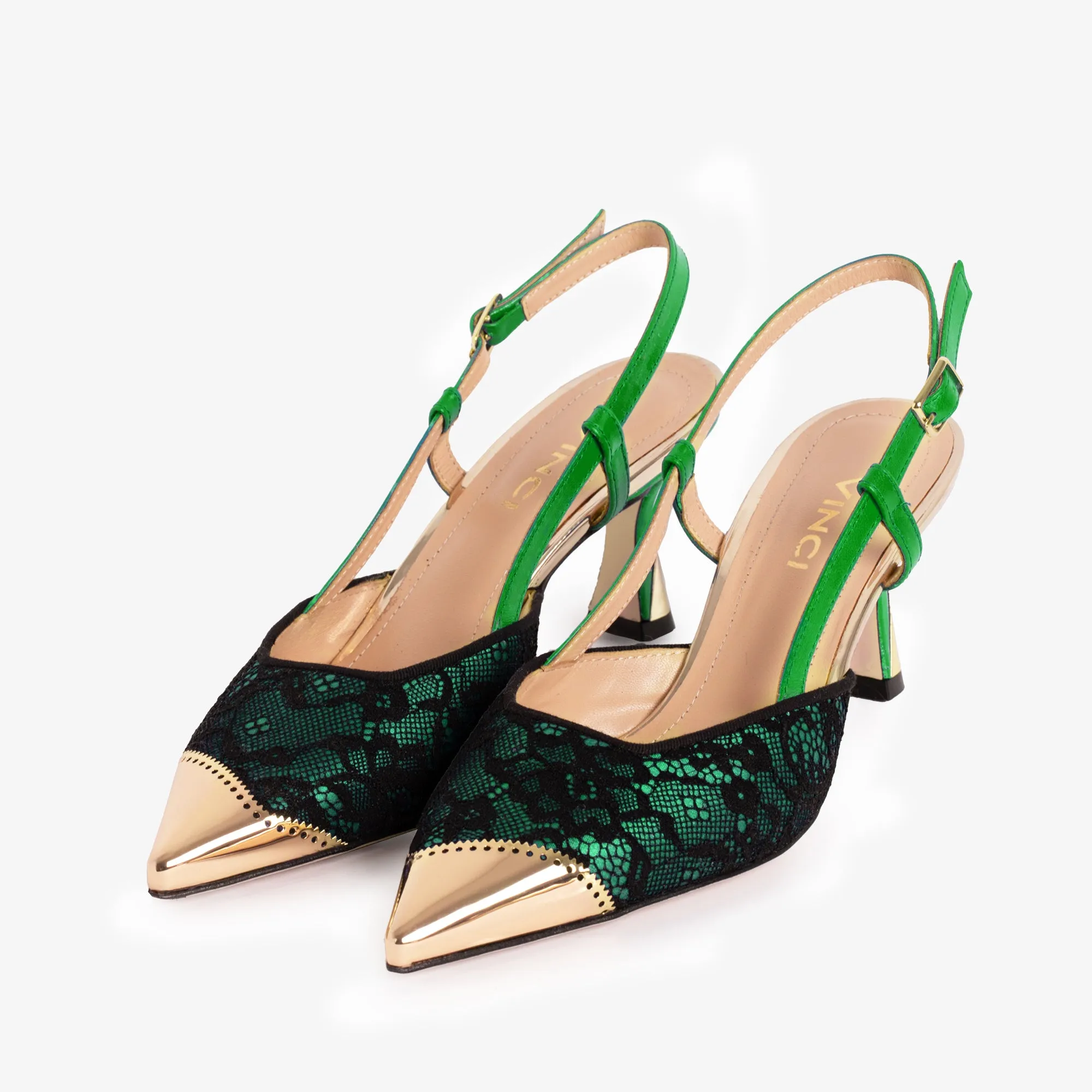 The Bali Green Leather Slingback Women Sandal