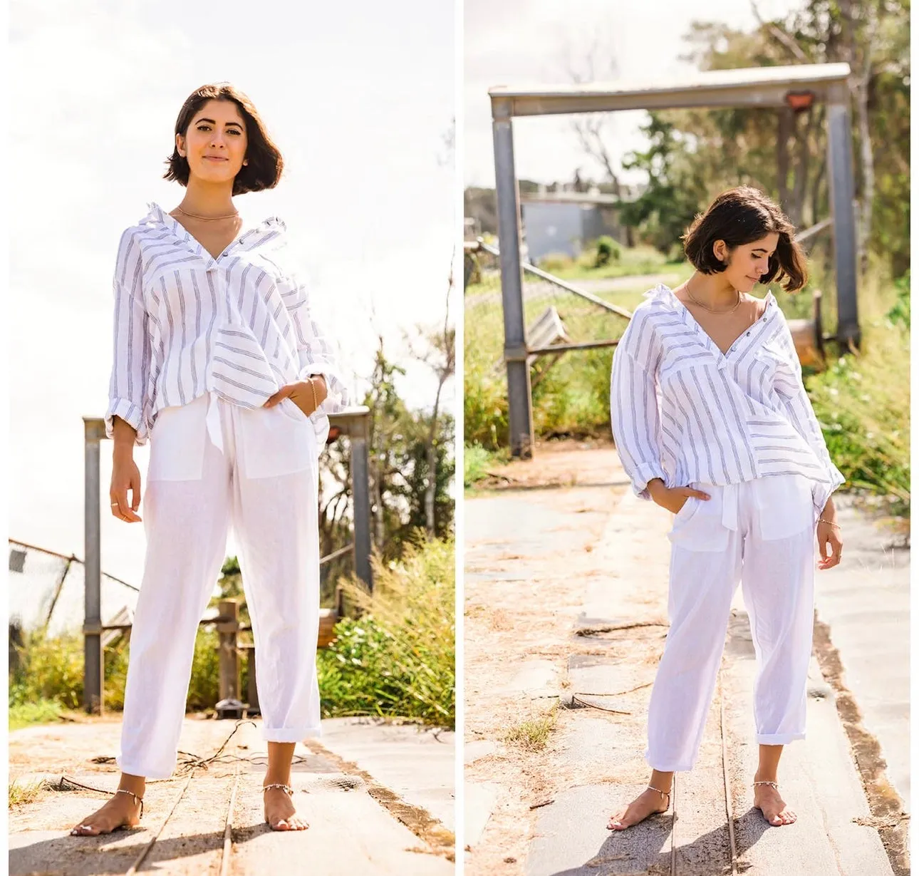 Tuscan White Linen Pant