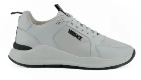 Versace Sleek White Calf Leather Sneakers