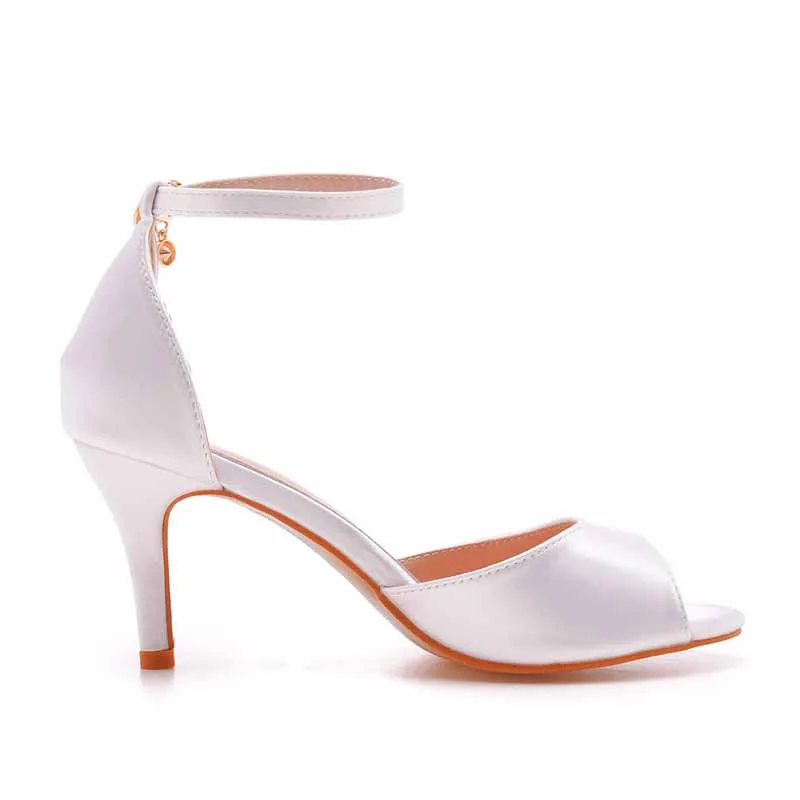 Wedding Heel Sandals White Open Toe Party Dress Heels With Strap