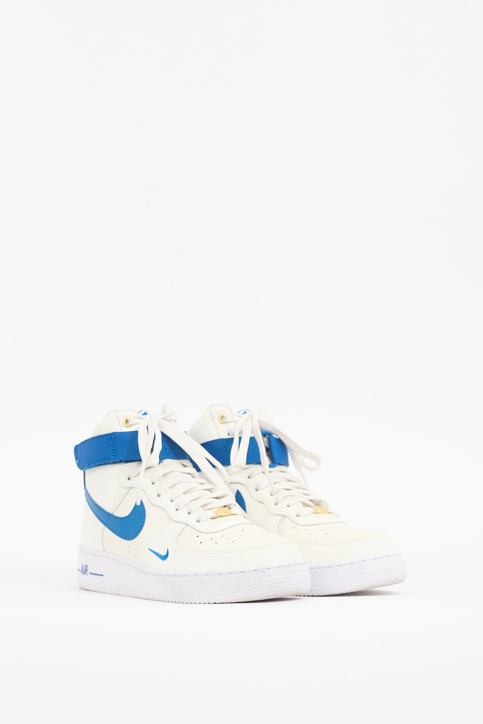 White & Blue Air Force 1 High Sneaker