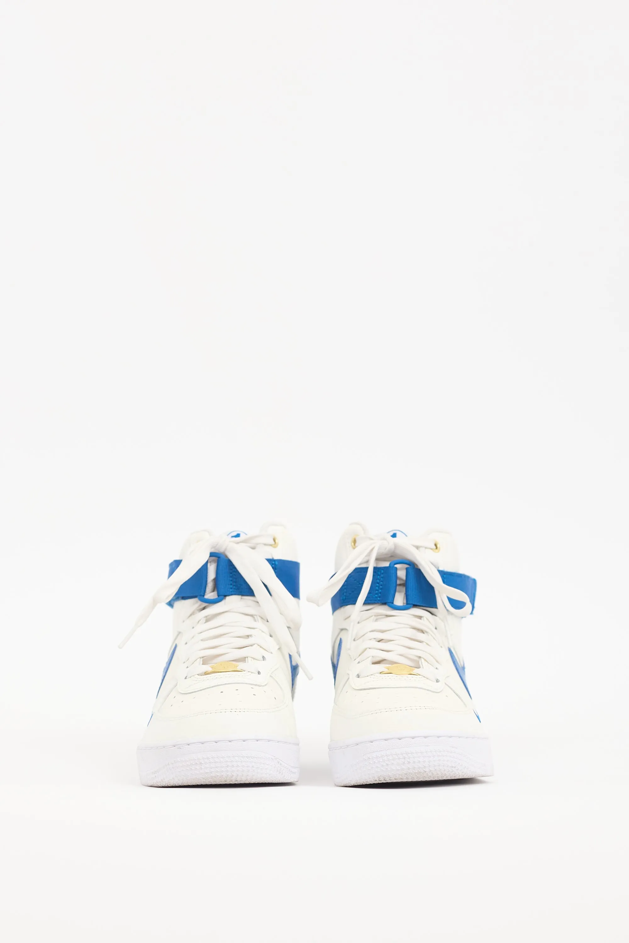 White & Blue Air Force 1 High Sneaker