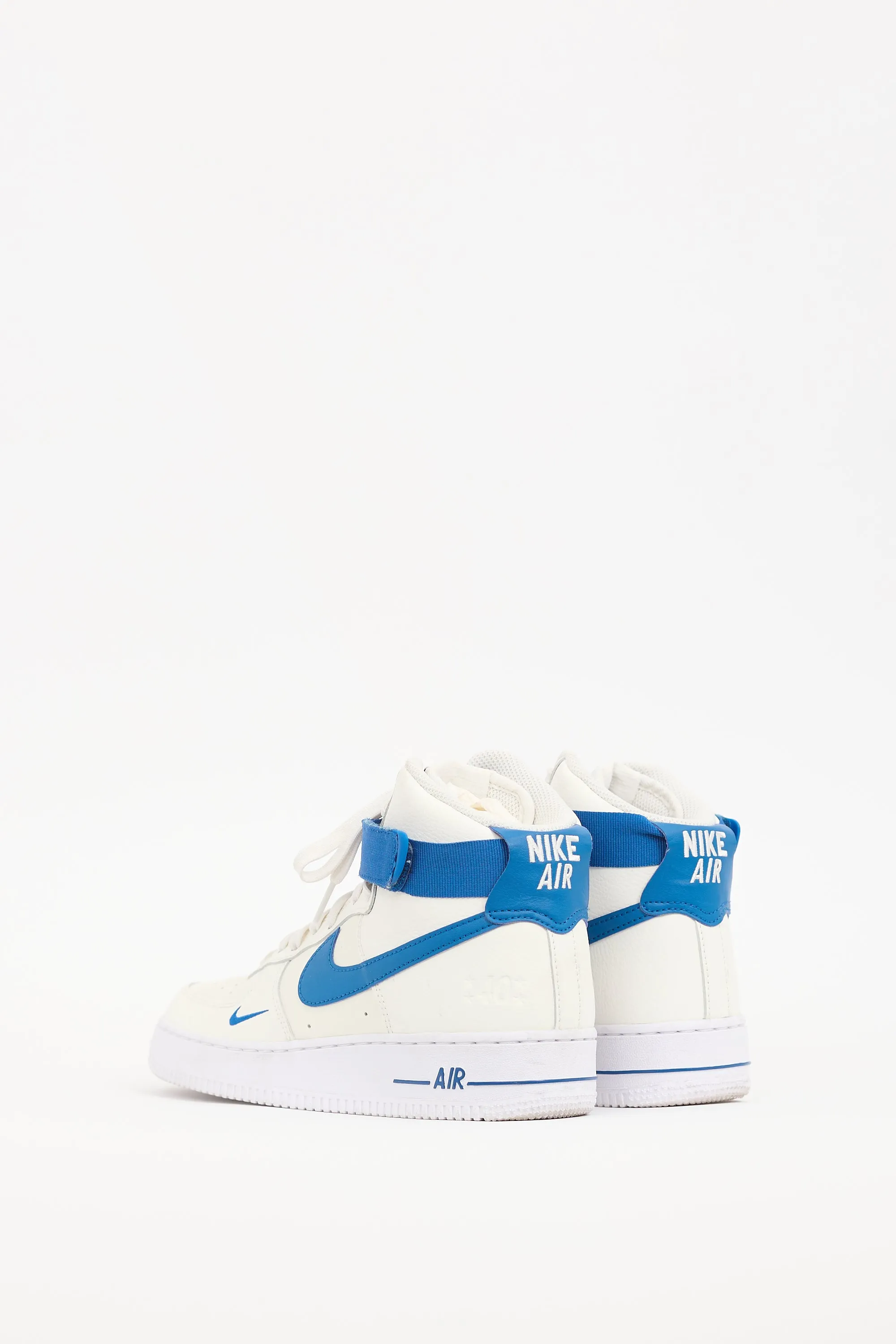 White & Blue Air Force 1 High Sneaker