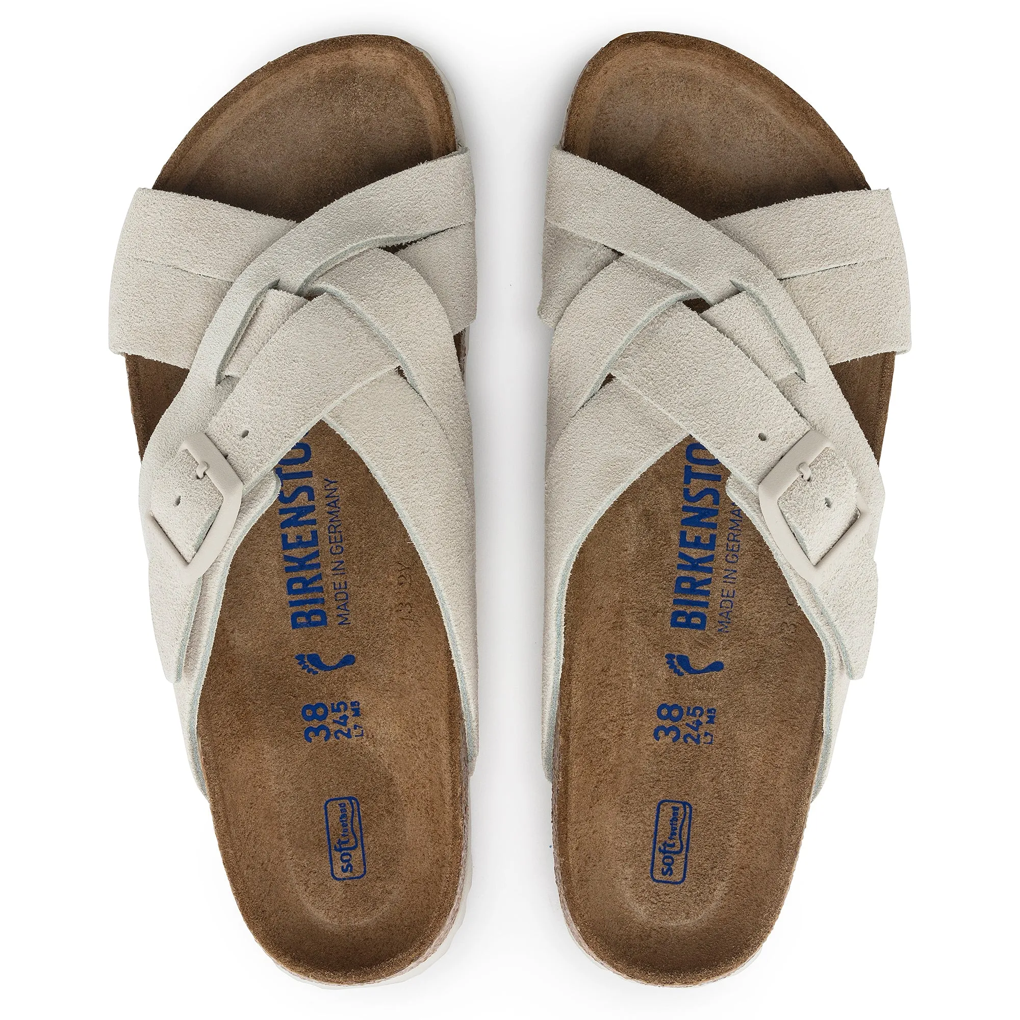 Women's Birkenstock Lugano Soft Footbed Suede Leather Color: Antique White (MEDIUM/NARROW WIDTH)