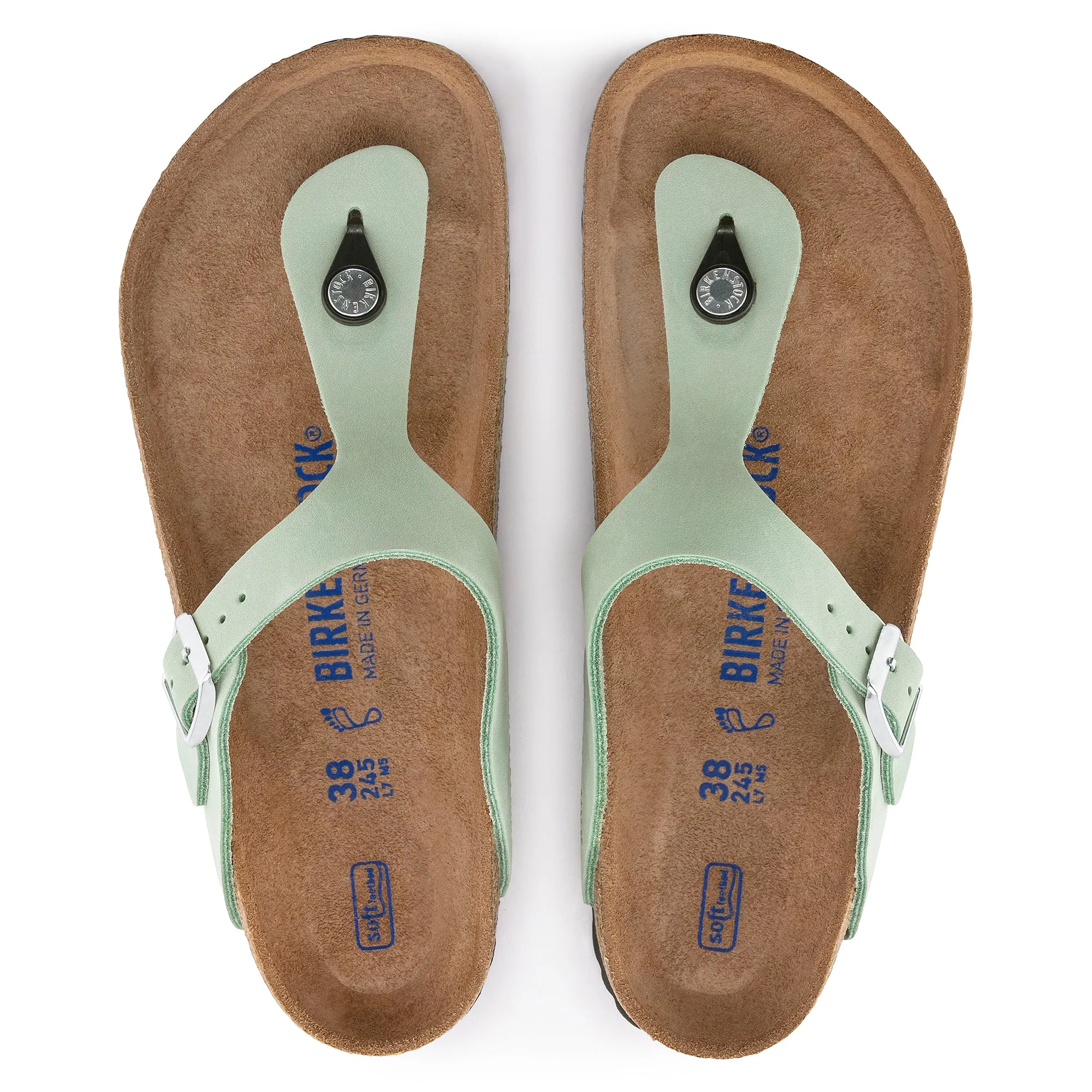 Women's Birkestock Gizeh Soft Footbed Nubuck Leather Color: Matcha