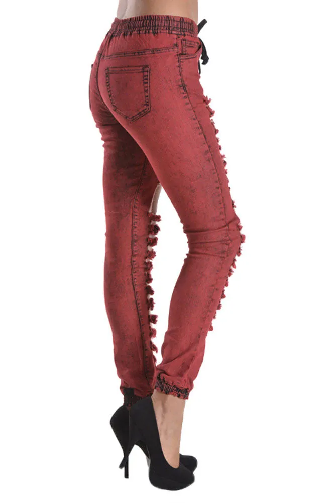 Women's Destroyed Acid Wash Jogger Pants