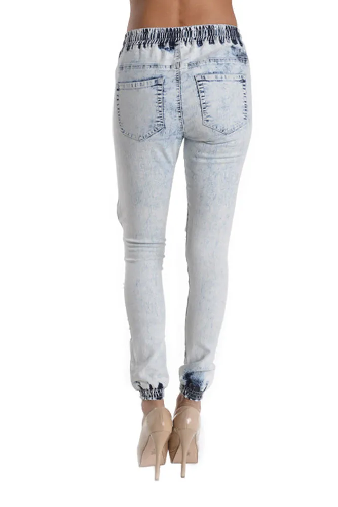 Women's Destroyed Acid Wash Jogger Pants